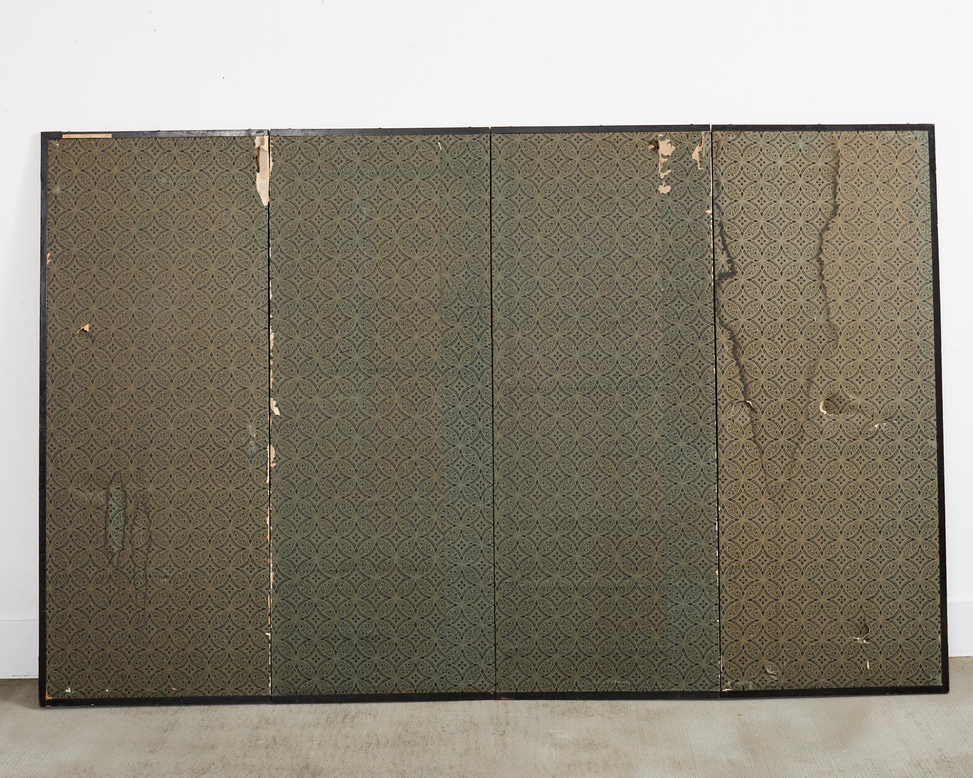 Japanese Meiji Four Panel Screen After Tawaraya Sotatsu 13