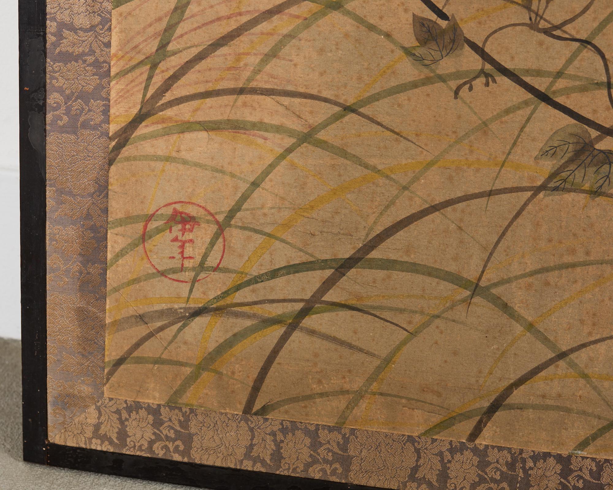 Japanese Meiji Four Panel Screen After Tawaraya Sotatsu 2