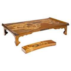 Japanese Meiji Gilt Lacquer Writing Desk & Poem Box
