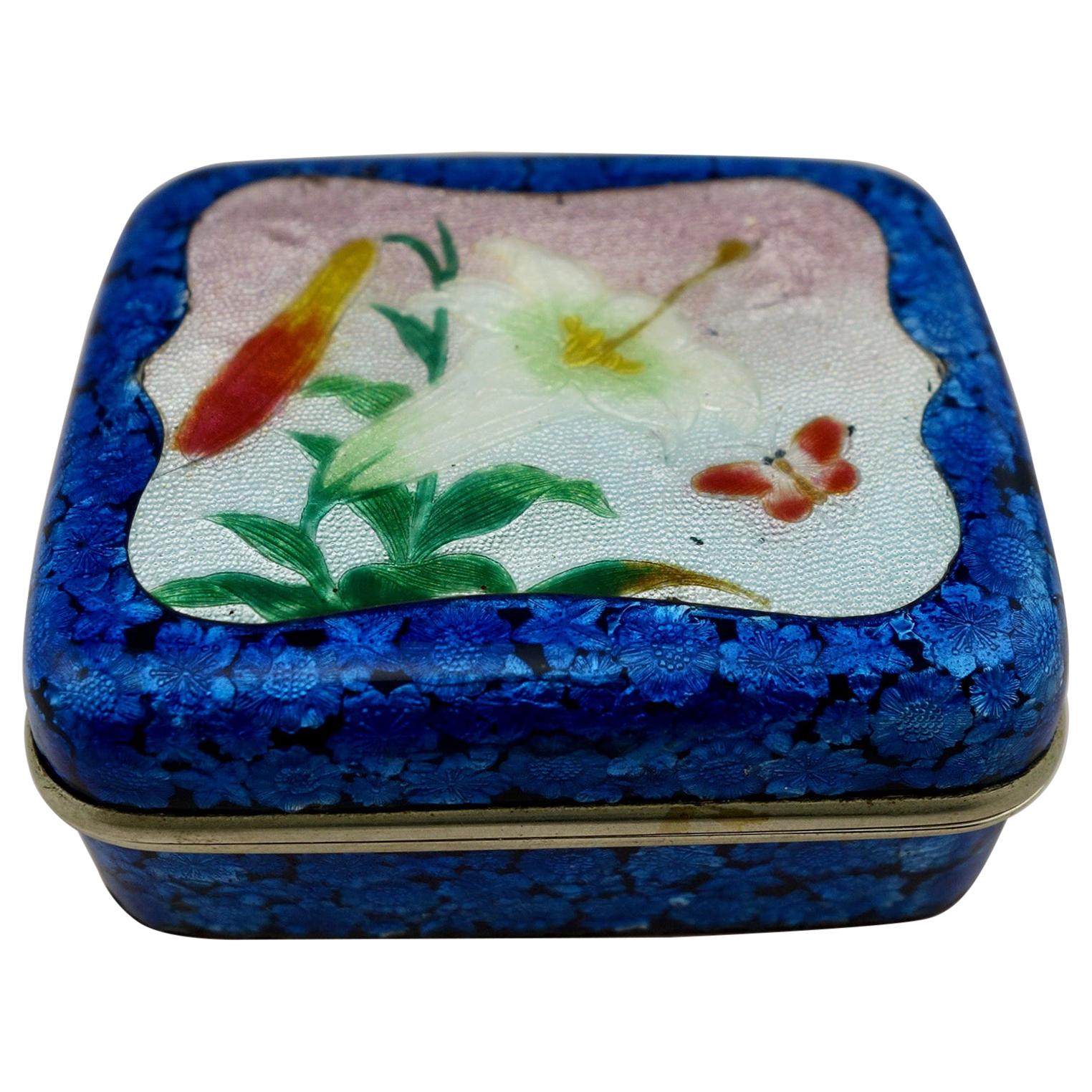 Japanese Meiji Ginbari Cloisonne Finely Decorated Floral Box
