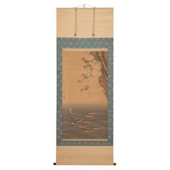 Antique Japanese Meiji Hanging Scroll of Ayu Fish, c. 1850