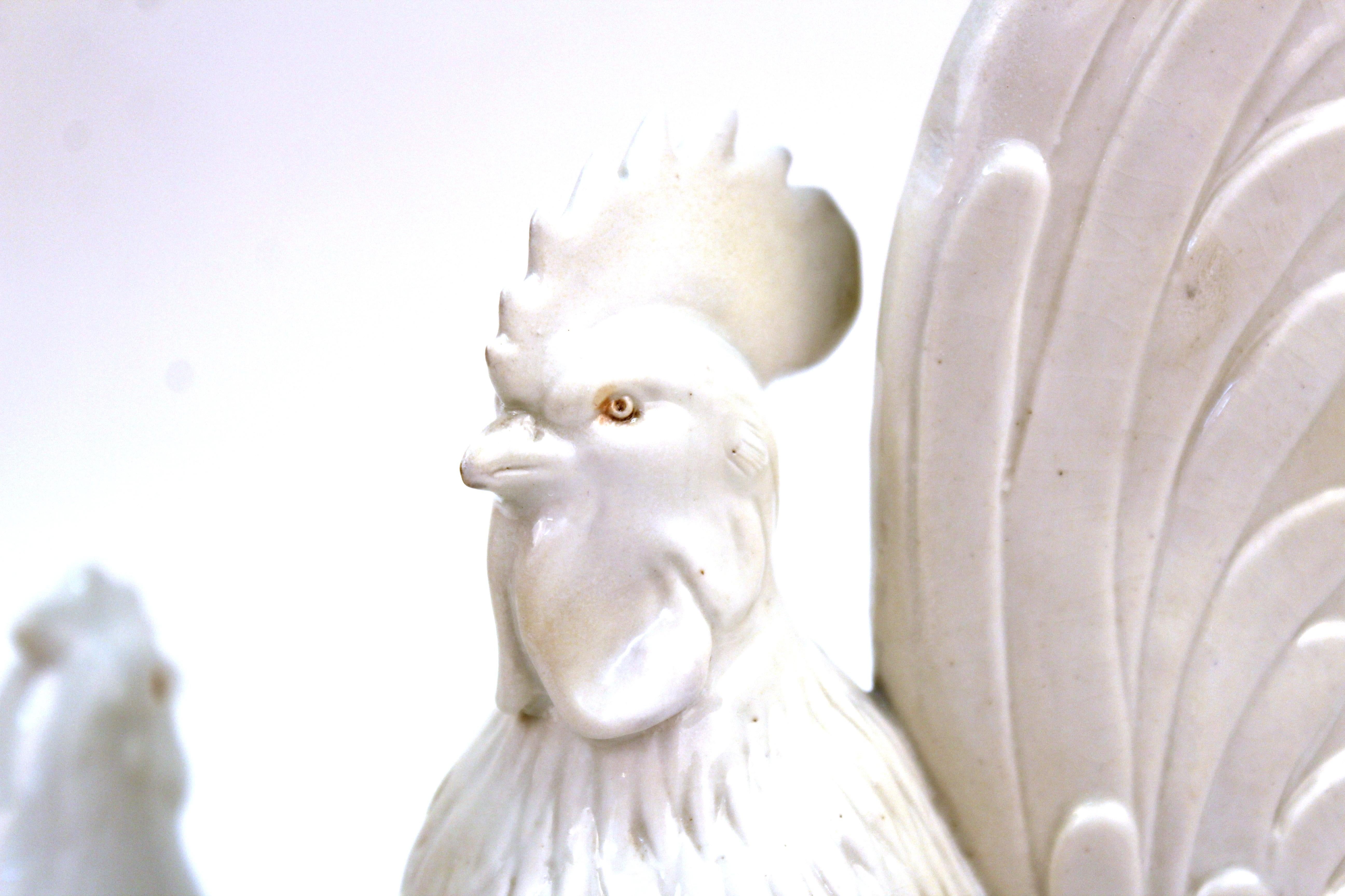 Japanese Meiji Hirado Porcelain Rooster & Hen For Sale 2
