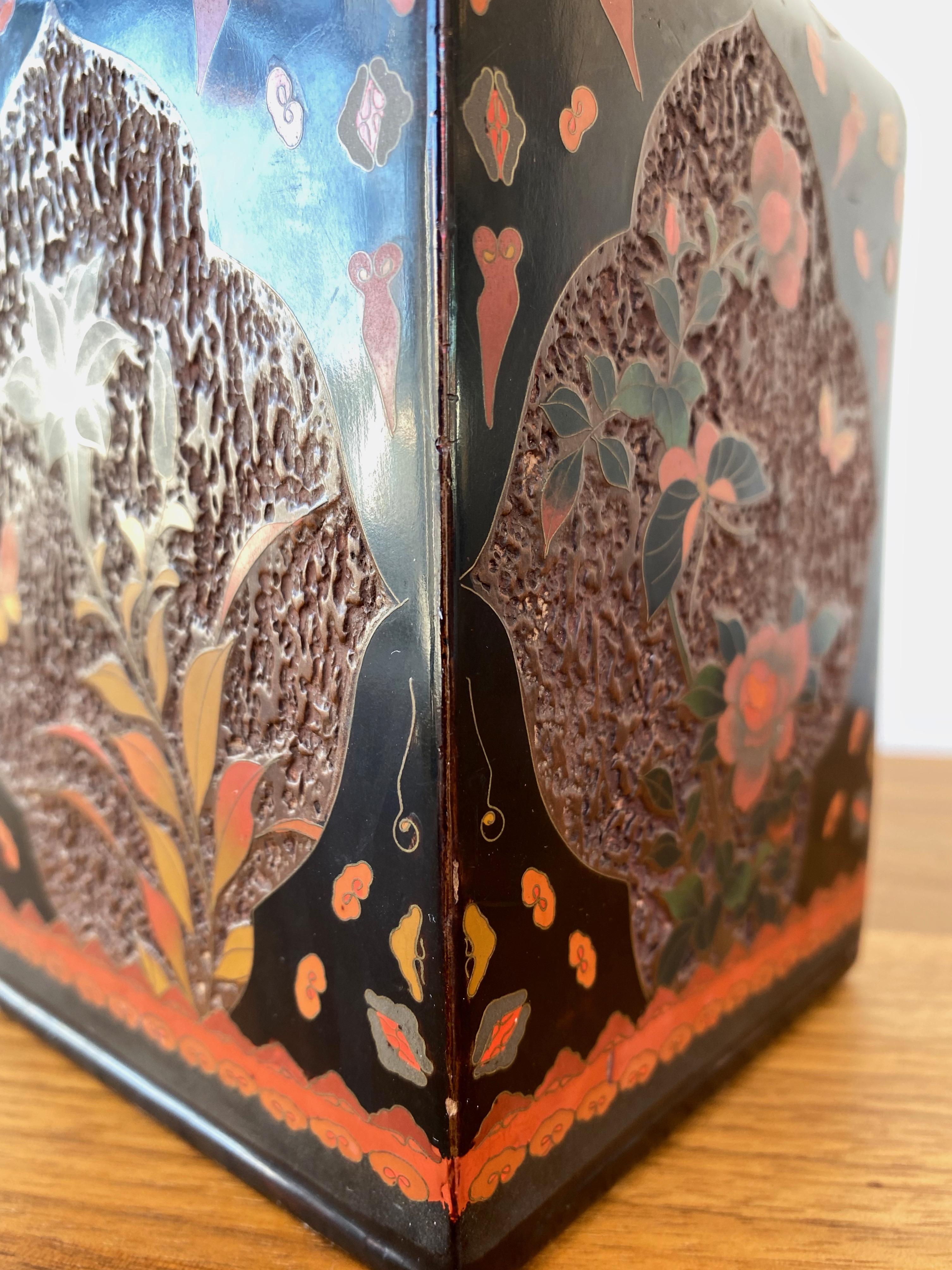 Japanese Meiji Jiki-Shippo “Tree-Bark” Cloisonné Porcelain Vase, Early 1900s 8