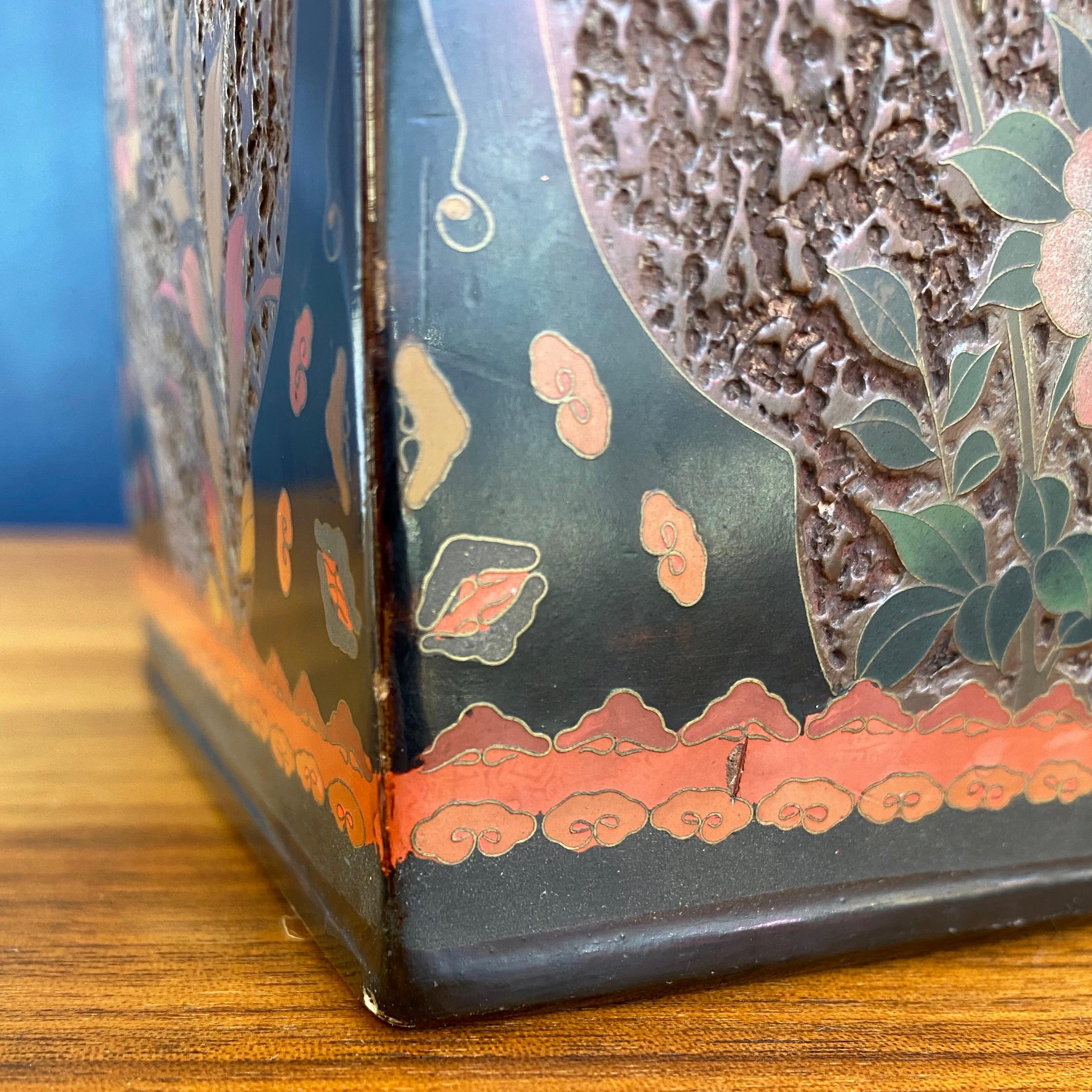 Japanese Meiji Jiki-Shippo “Tree-Bark” Cloisonné Porcelain Vase, Early 1900s 14