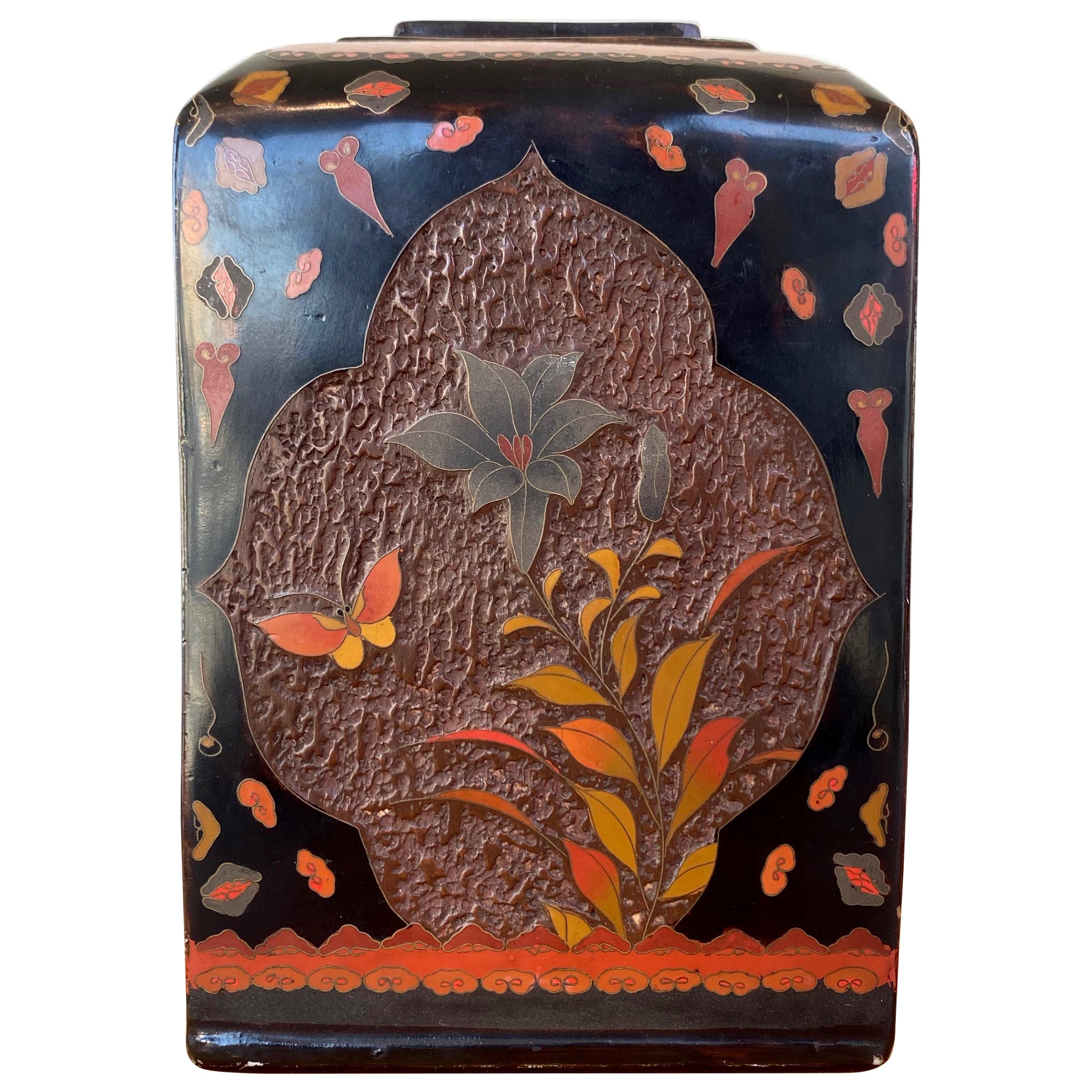 Japanese Meiji Jiki-Shippo “Tree-Bark” Cloisonné Porcelain Vase, Early 1900s For Sale