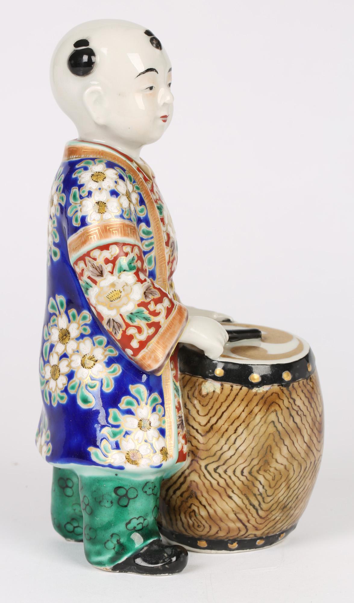 Japanese Meiji Kutani Porcelain Drummer Boy Figure 7