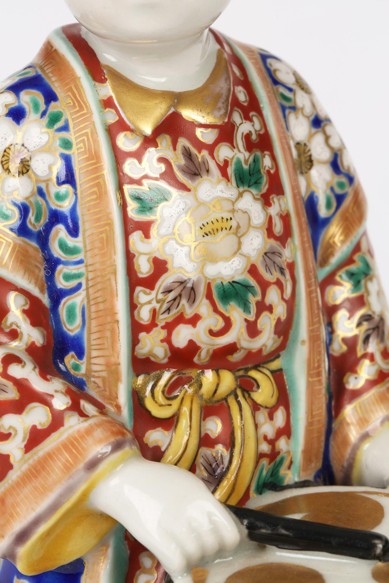 Japanese Meiji Kutani Porcelain Drummer Boy Figure 8