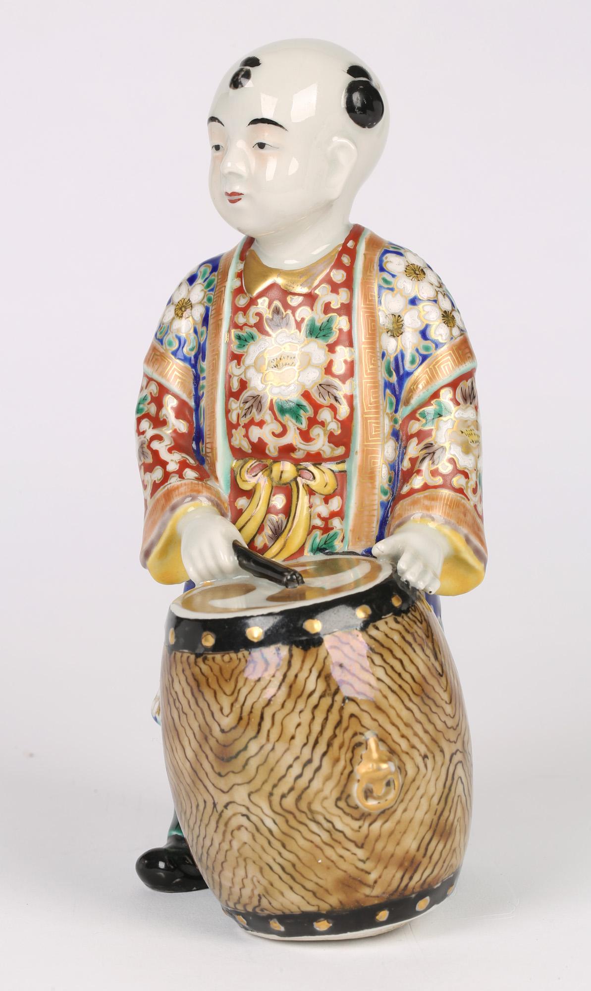 Japanese Meiji Kutani Porcelain Drummer Boy Figure 2