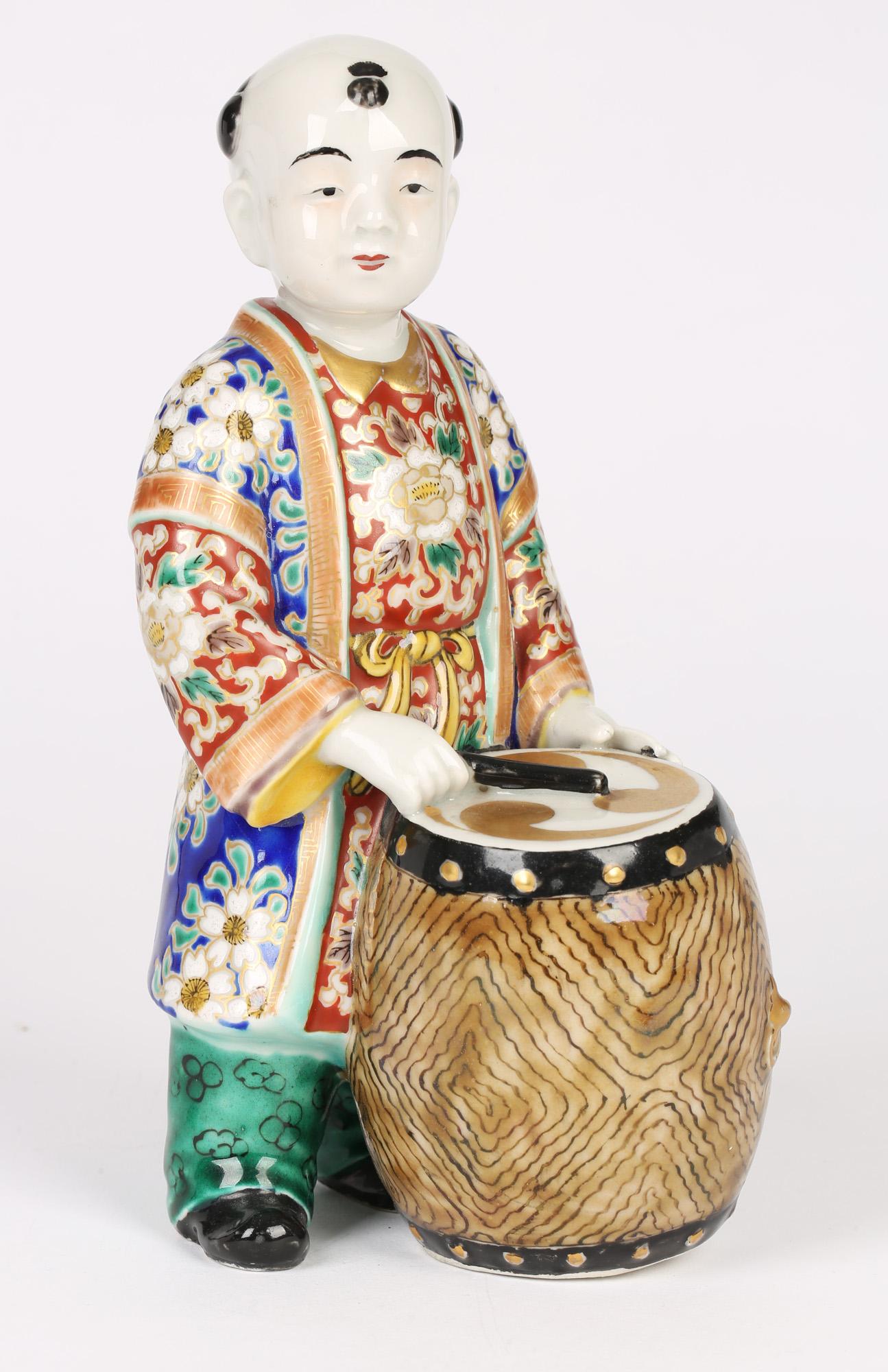 Japanese Meiji Kutani Porcelain Drummer Boy Figure 4