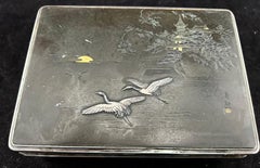 Japanese Meiji Lacquer, Silver Inlay, Wood and Silver Box