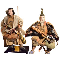 Japanese Meiji Musha Ningyo Dolls of Empress Jingū and Minister Takenouchi