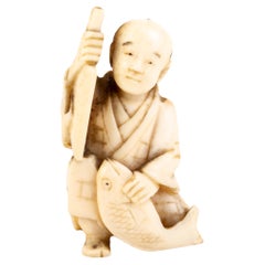 Japanese Meiji Netsuke Inro Fisherman