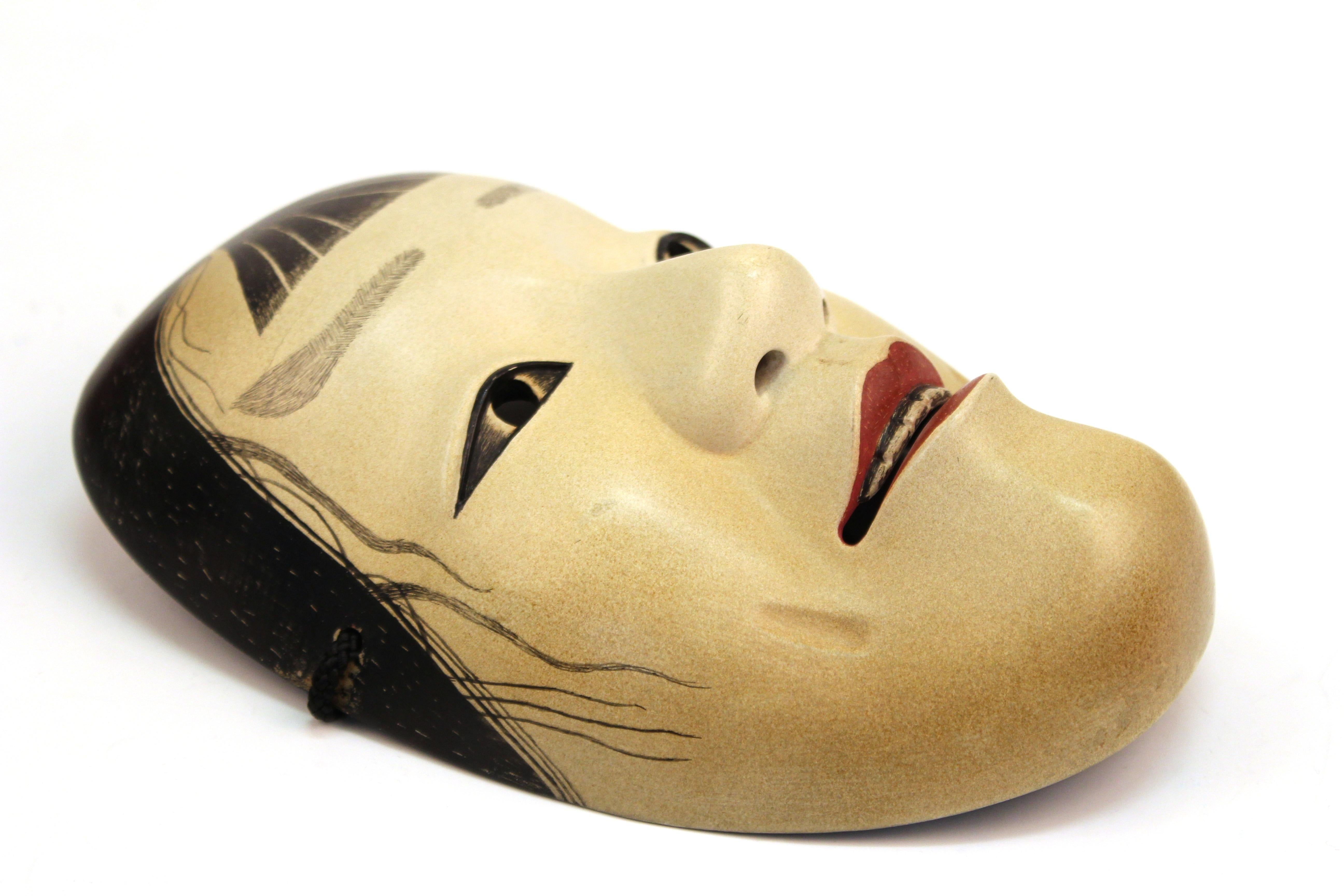 Japonais Masque japonais Meiji Noh en bois sculpté en vente