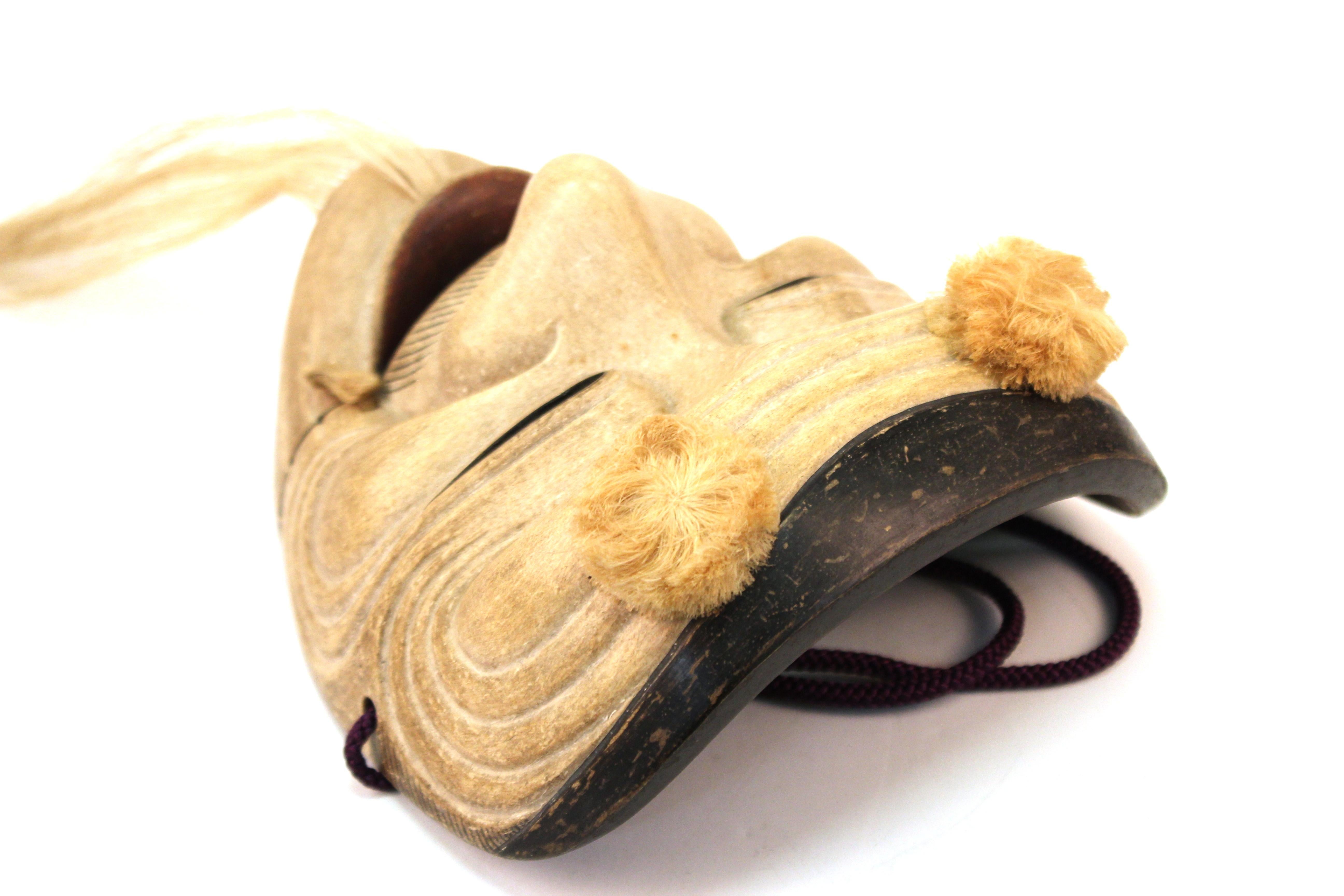 Japanese Meiji Noh Mask of Okina In Good Condition For Sale In New York, NY