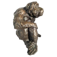 Japanese Meiji Okimono of a Seated Monkey in Cast Bronze