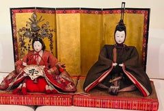 Japanese Meiji Pair of Hina Ningyō Imperial Dolls, Emperor & Empress c. 1880