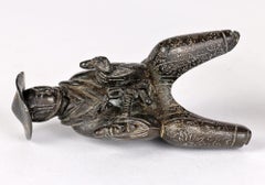 Japanese Meiji Patinated Bronze Warrior Figure on Horseback