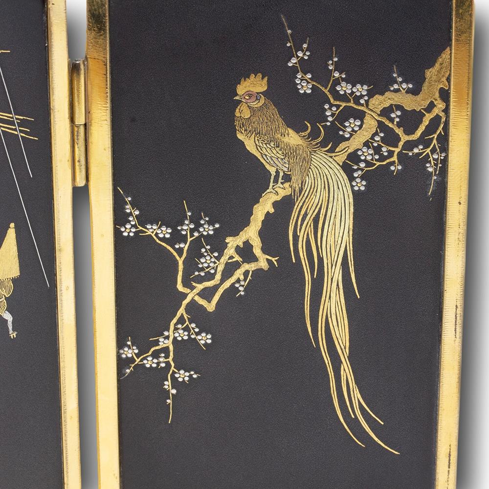 Japanese Meiji period (1868-1912) Damascene Table Screen by Masamitsu 4