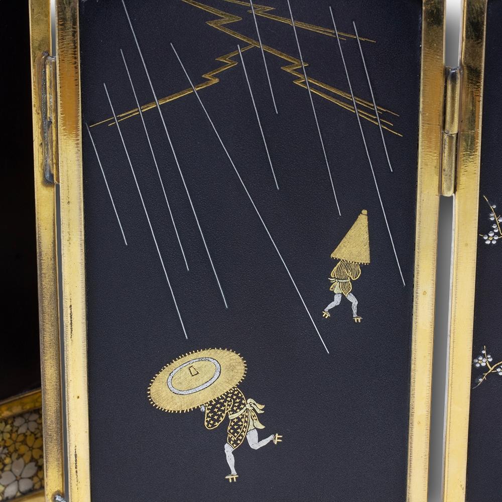 Japanese Meiji period (1868-1912) Damascene Table Screen by Masamitsu 5
