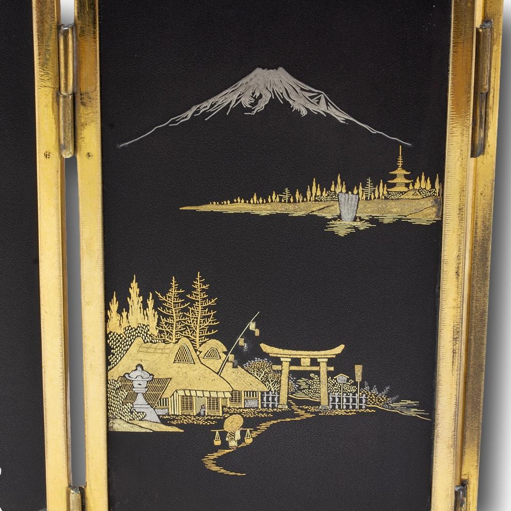 Japanese Meiji period (1868-1912) Damascene Table Screen by Masamitsu 6