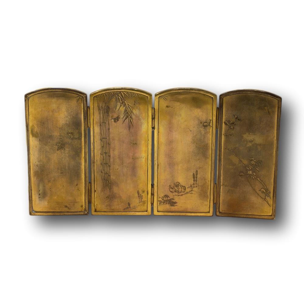 Japanese Meiji period (1868-1912) Damascene Table Screen by Masamitsu 8