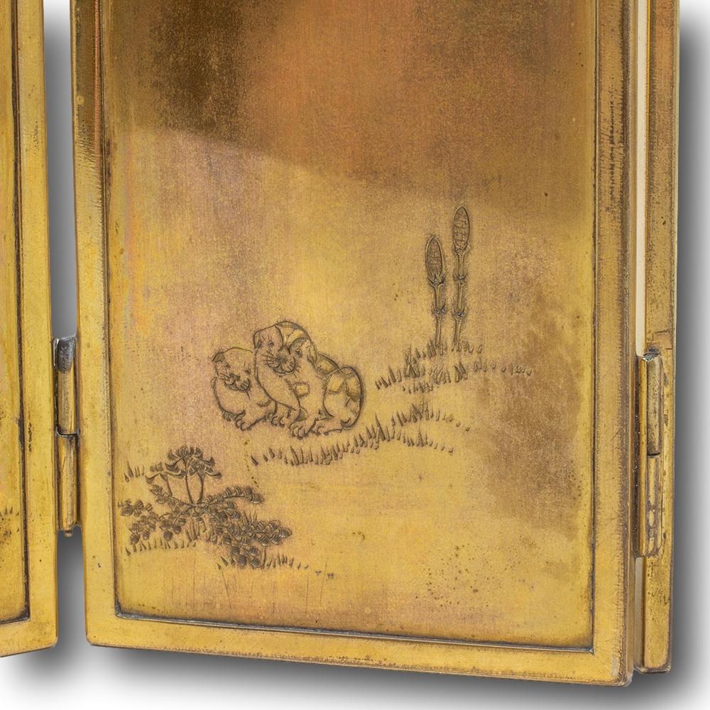 Japanese Meiji period (1868-1912) Damascene Table Screen by Masamitsu 10