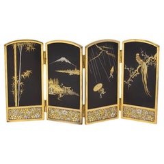 Japanese Meiji period (1868-1912) Damascene Table Screen by Masamitsu