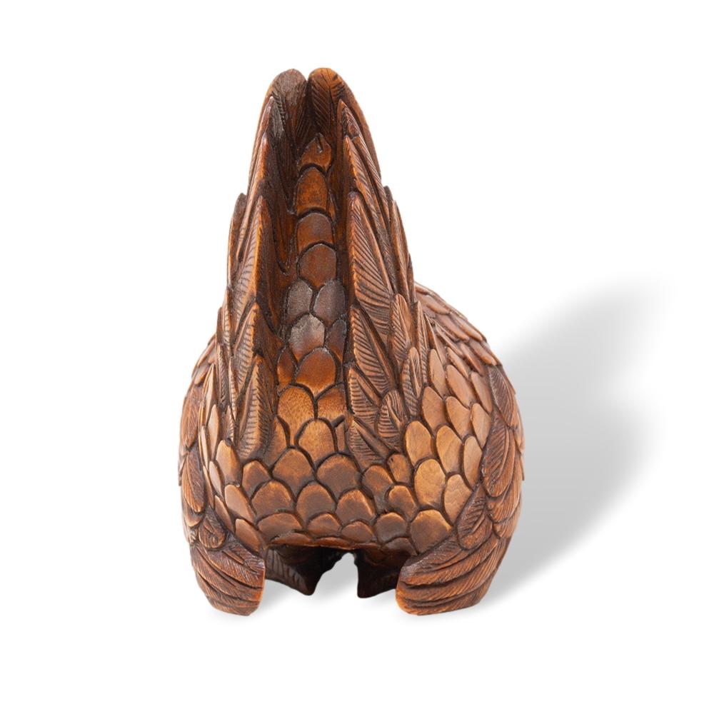 Japanese Meiji Period (1868-1912) Hand Carved Chicken and Rooster Okimono 6
