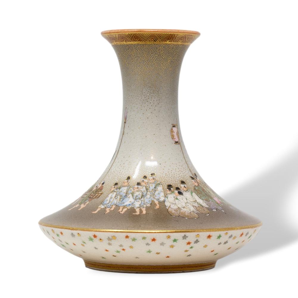 Jarrón Satsuma Japonés del Periodo Meiji (1868-1912) de Kinkozan siglo XIX en venta