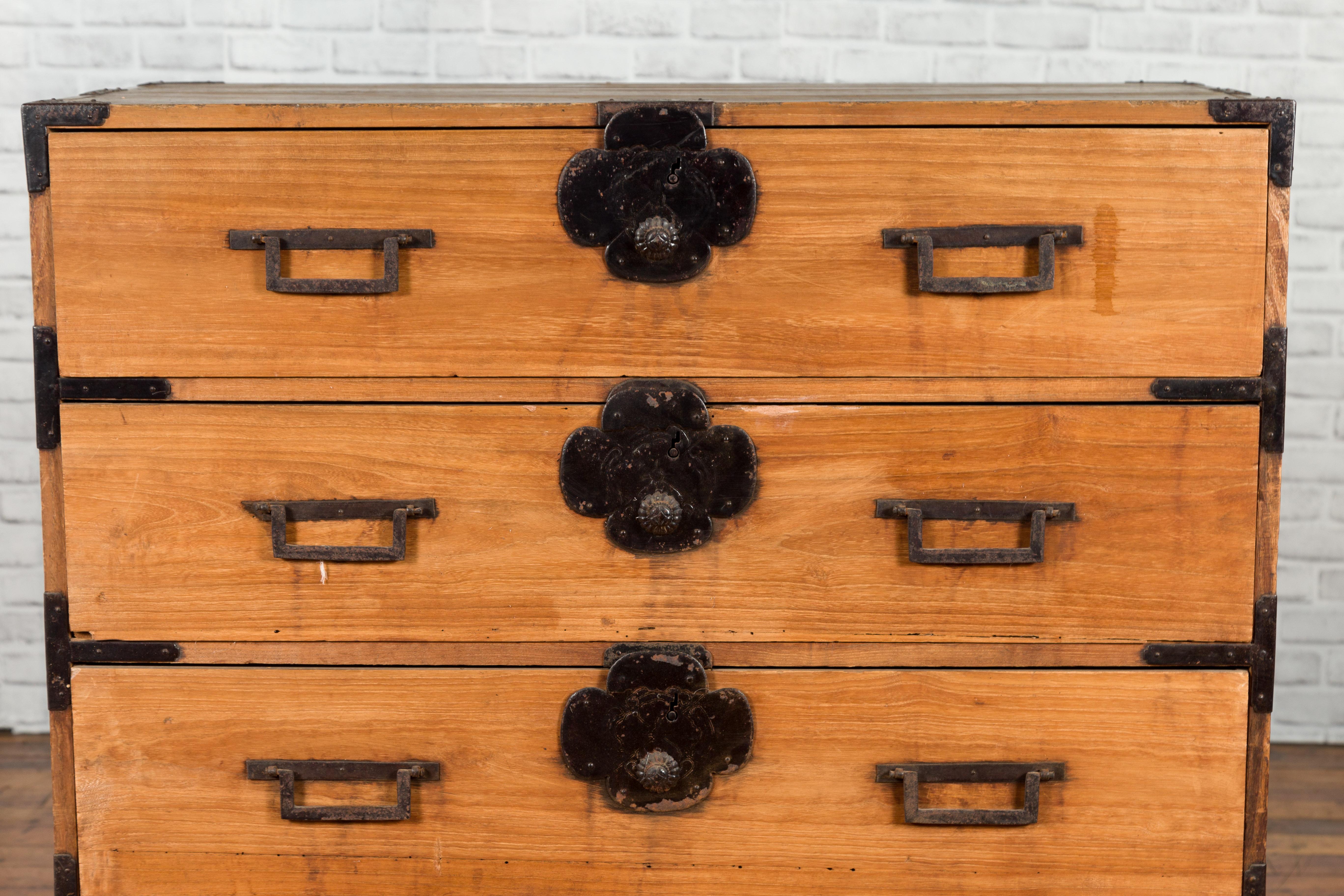 Iron Japanese Meiji Period 19th Century Choba-Dansu Chest with Drawers and Safety Box