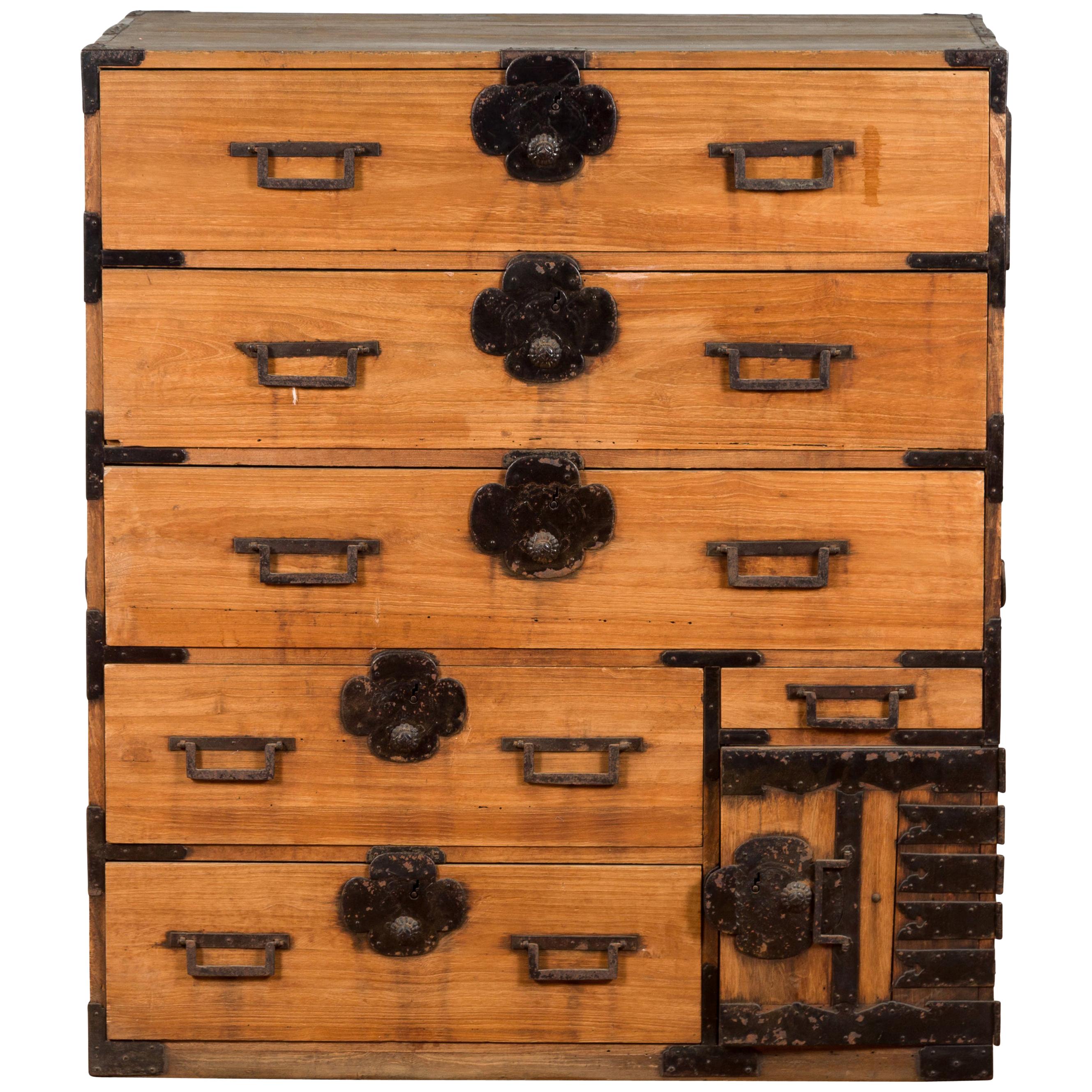 Japanese Meiji Period 19th Century Choba-Dansu Chest with Drawers and Safety Box