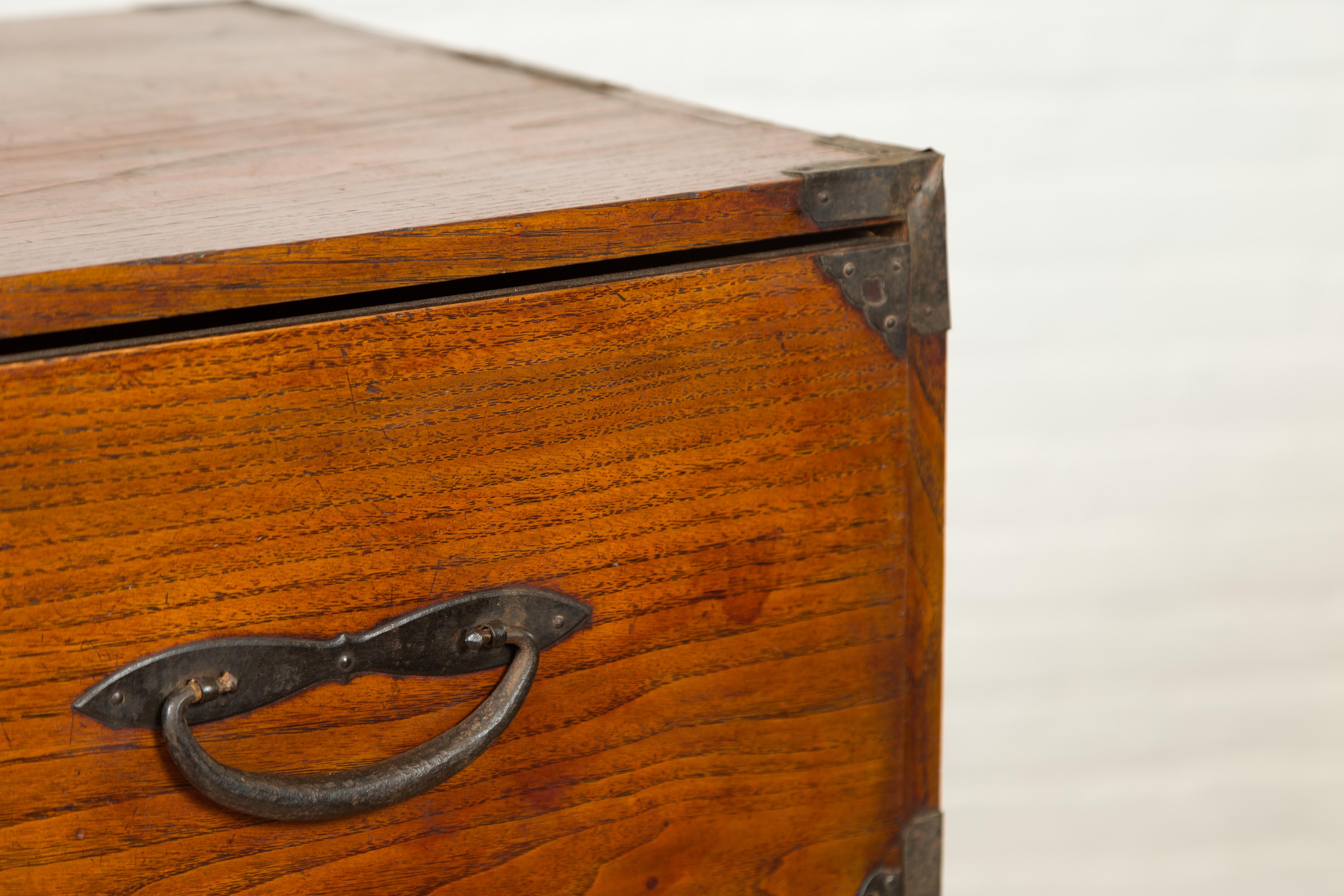 Japanese Meiji Period 19th Century Keyaki Wood Tansu Chest in the Sendai Style 6