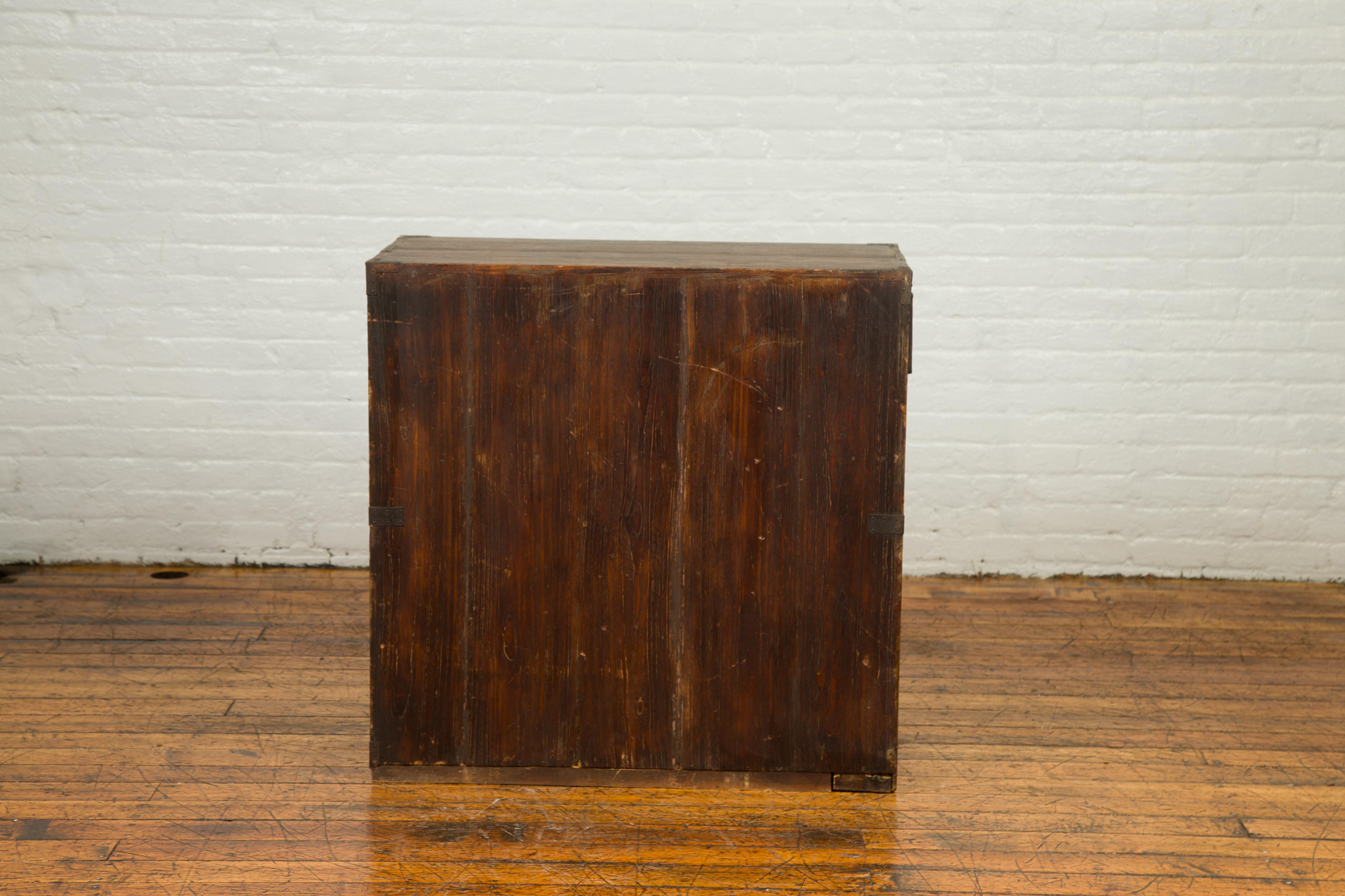 Japanese Meiji Period 19th Century Keyaki Wood Tansu Three-Drawer Clothing Chest 10
