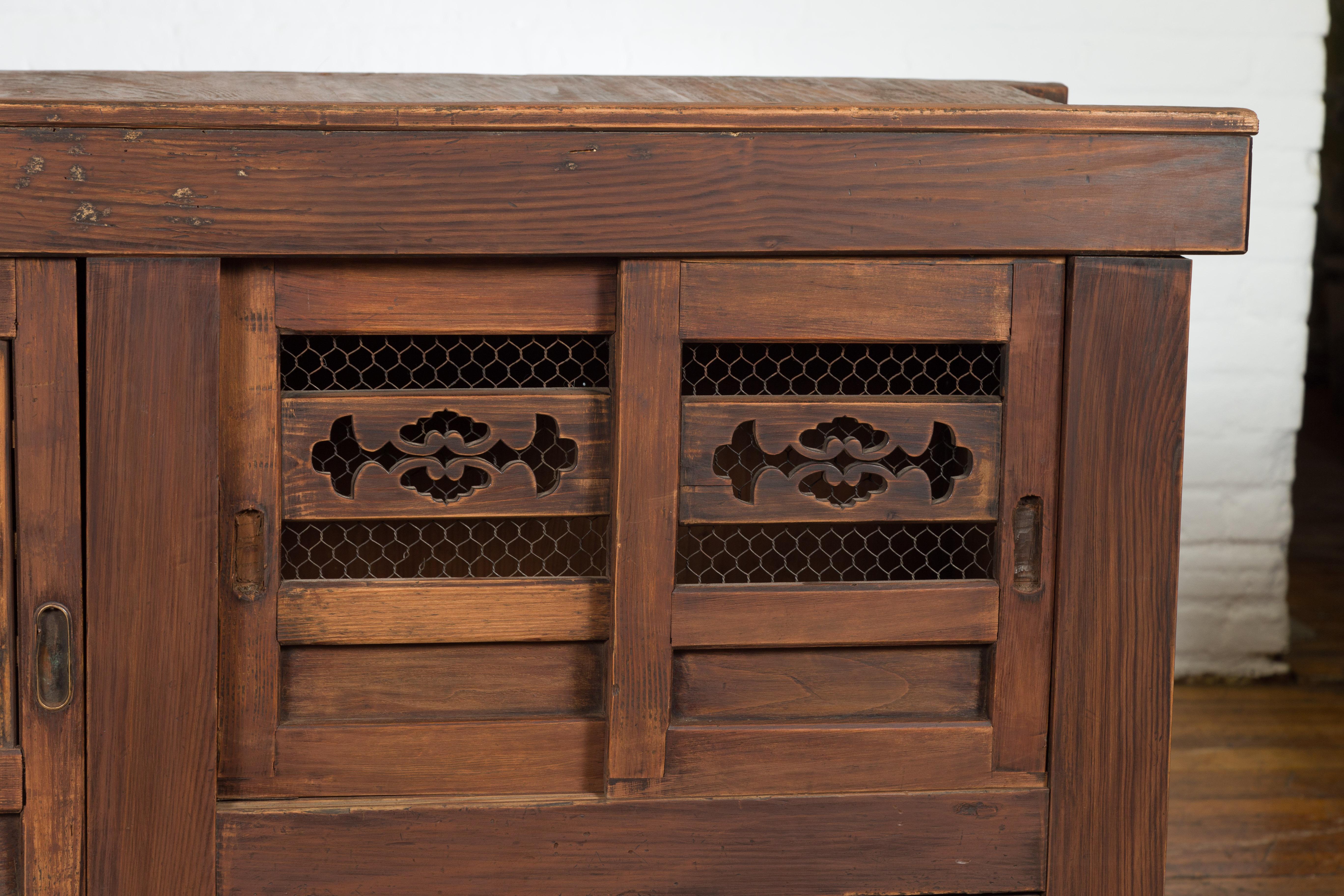 Japanese Meiji Period 19th Century Mizuya Kitchen Cabinet with Doors and Drawers 5