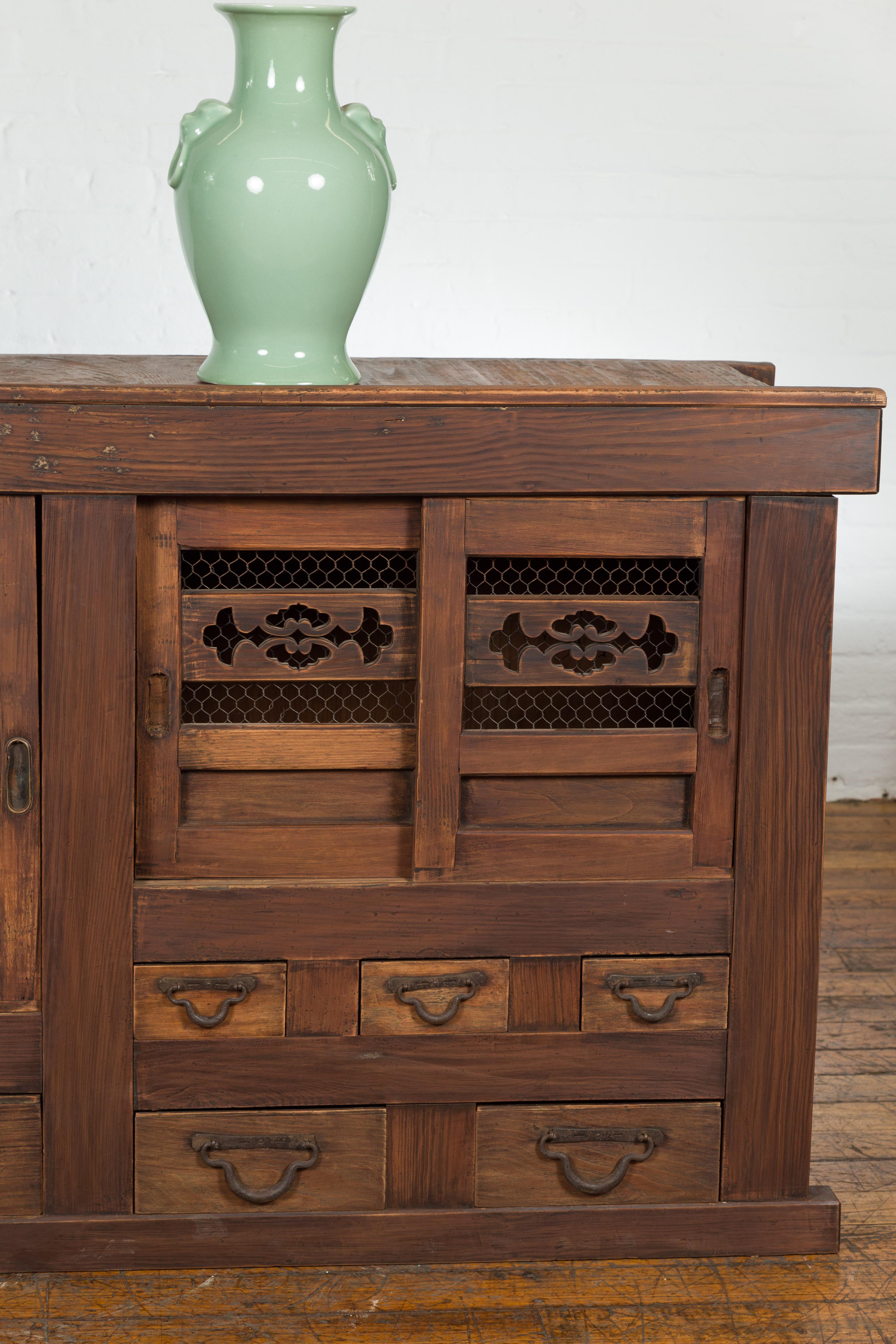 Japanese Meiji Period 19th Century Mizuya Kitchen Cabinet with Doors and Drawers 7