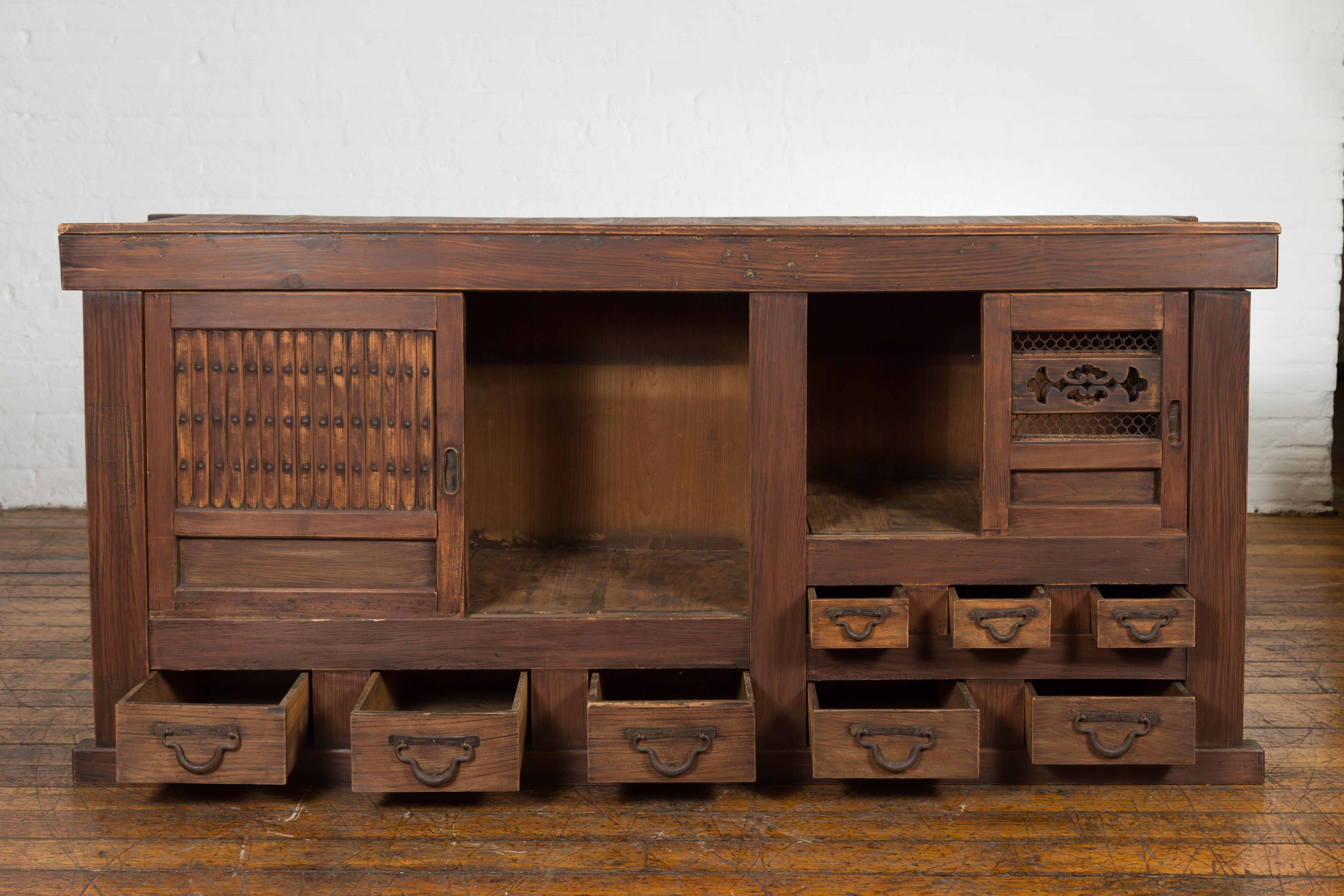 Japanese Meiji Period 19th Century Mizuya Kitchen Cabinet with Doors and Drawers 8