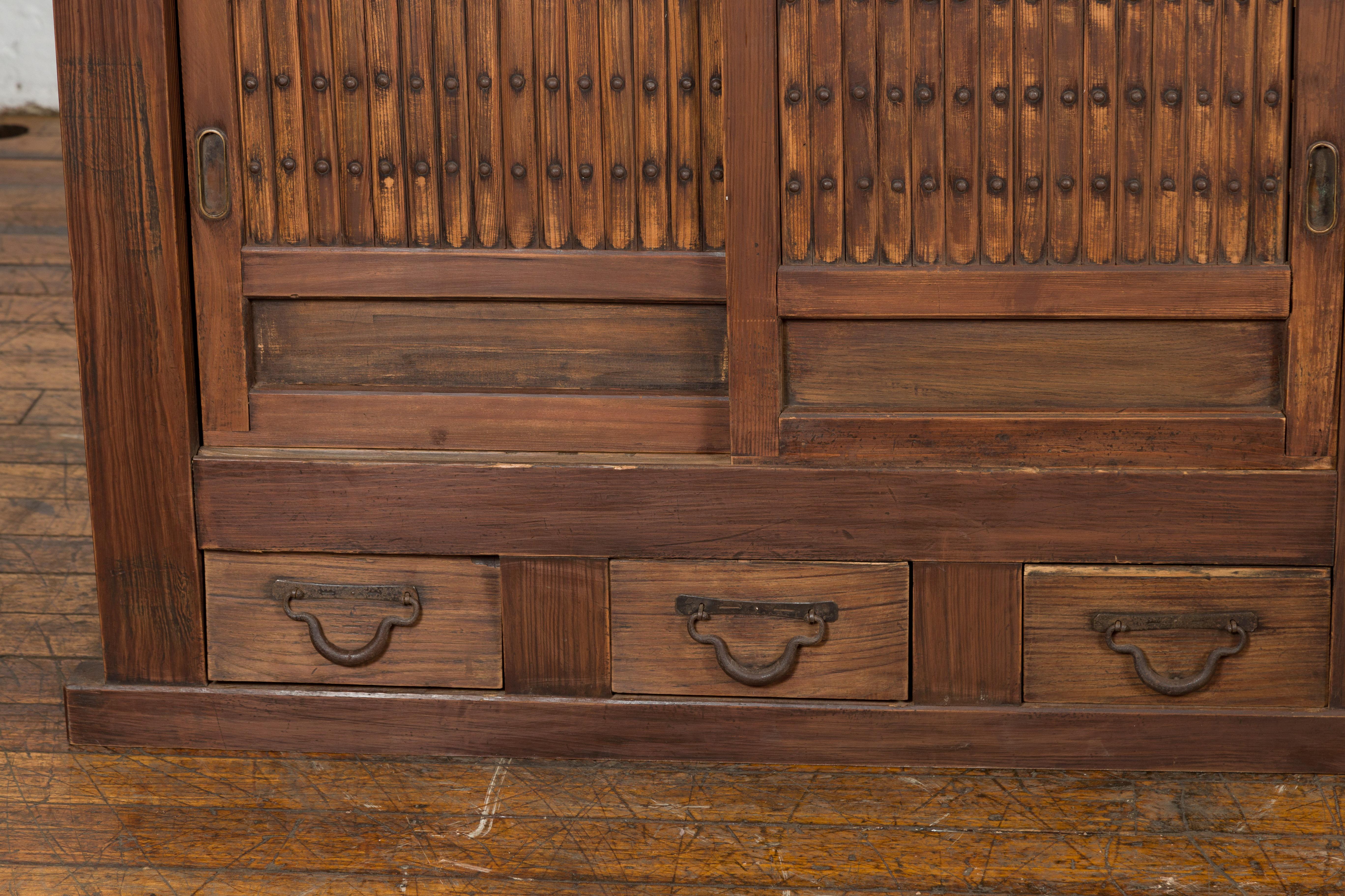 Japanese Meiji Period 19th Century Mizuya Kitchen Cabinet with Doors and Drawers 2