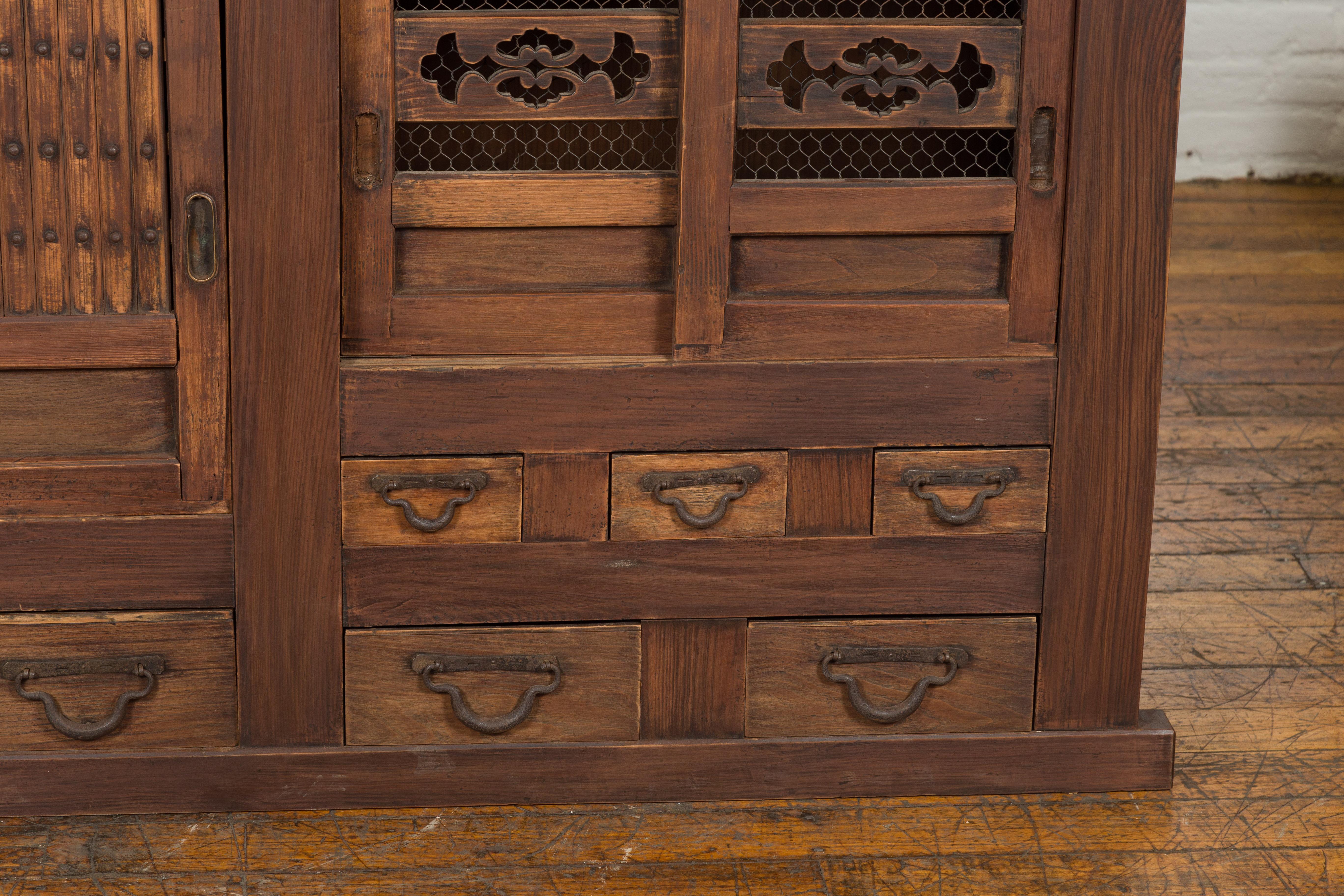 Japanese Meiji Period 19th Century Mizuya Kitchen Cabinet with Doors and Drawers 3