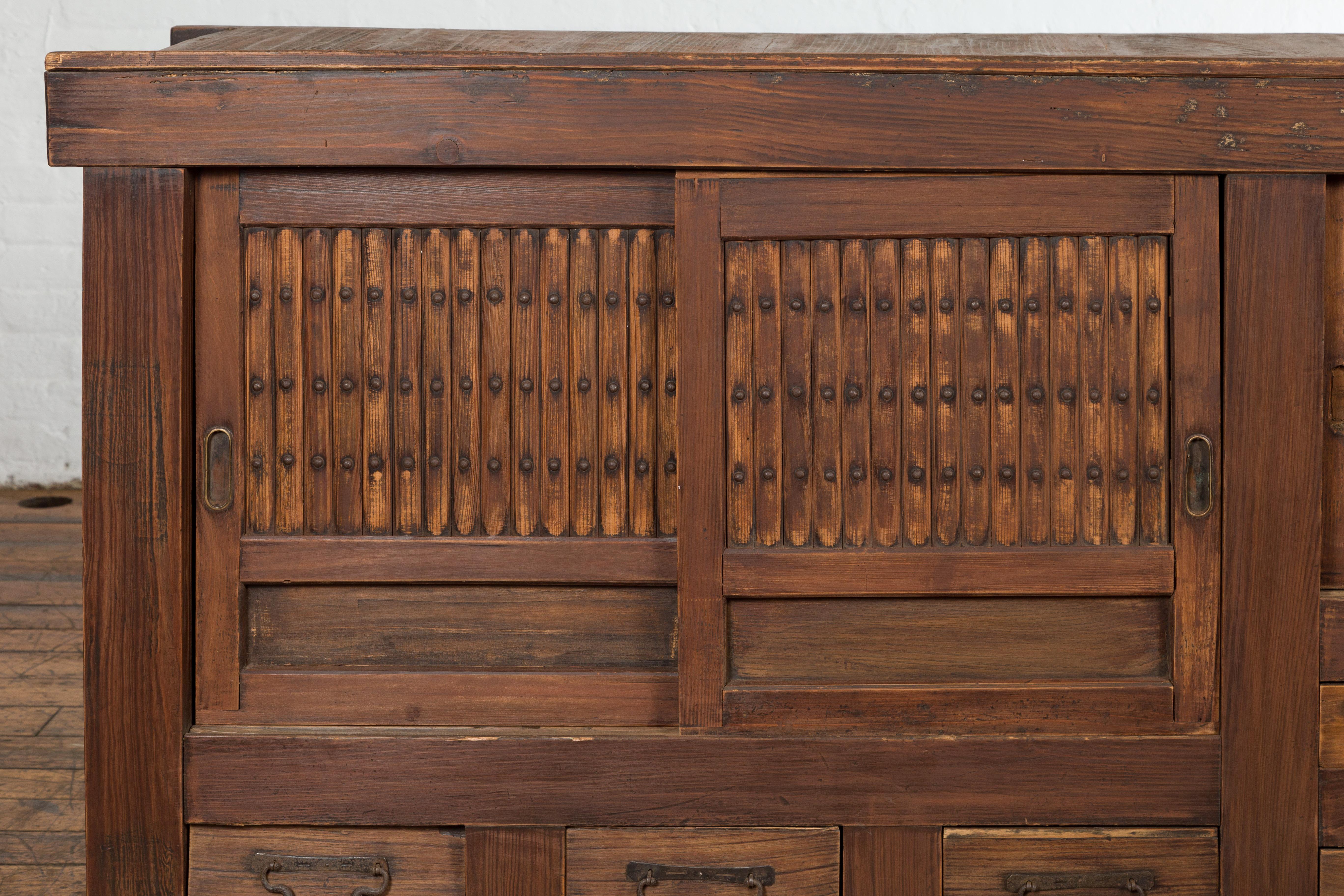 Japanese Meiji Period 19th Century Mizuya Kitchen Cabinet with Doors and Drawers 4