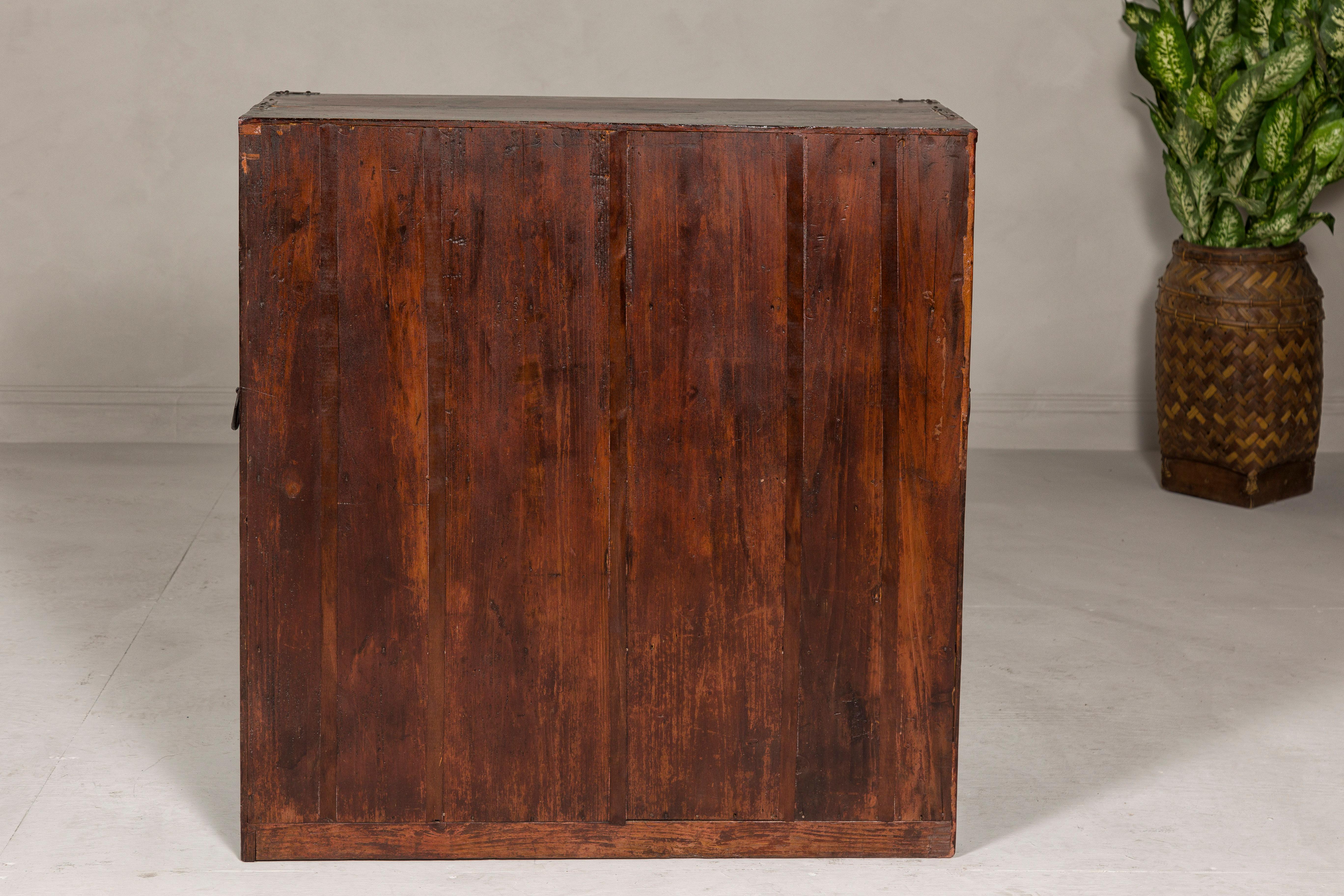 Japanese Meiji Period 19th Century Sendai Type Tansu Chest with Drawers and Safe For Sale 14