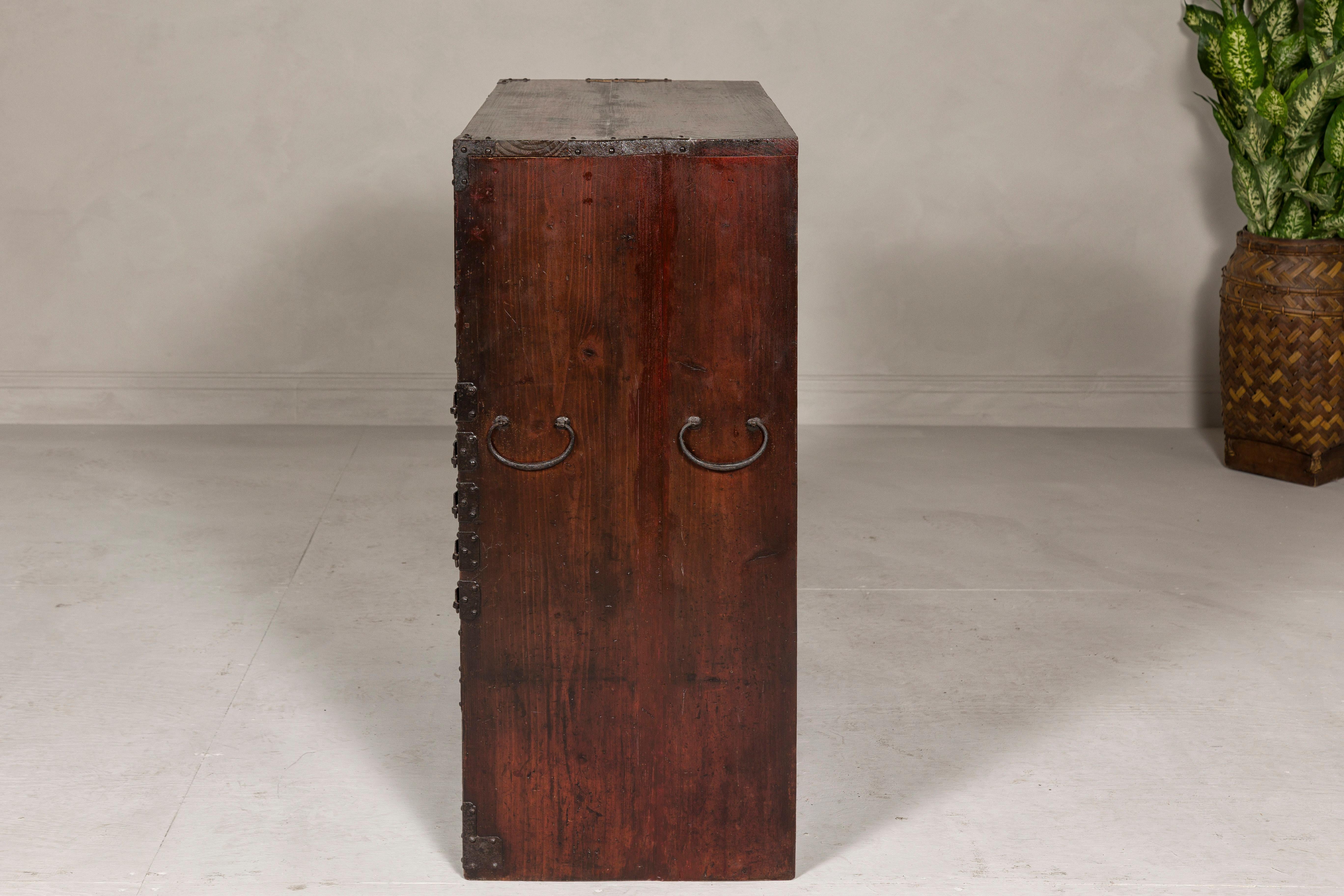 Japanese Meiji Period 19th Century Sendai Type Tansu Chest with Drawers and Safe 15