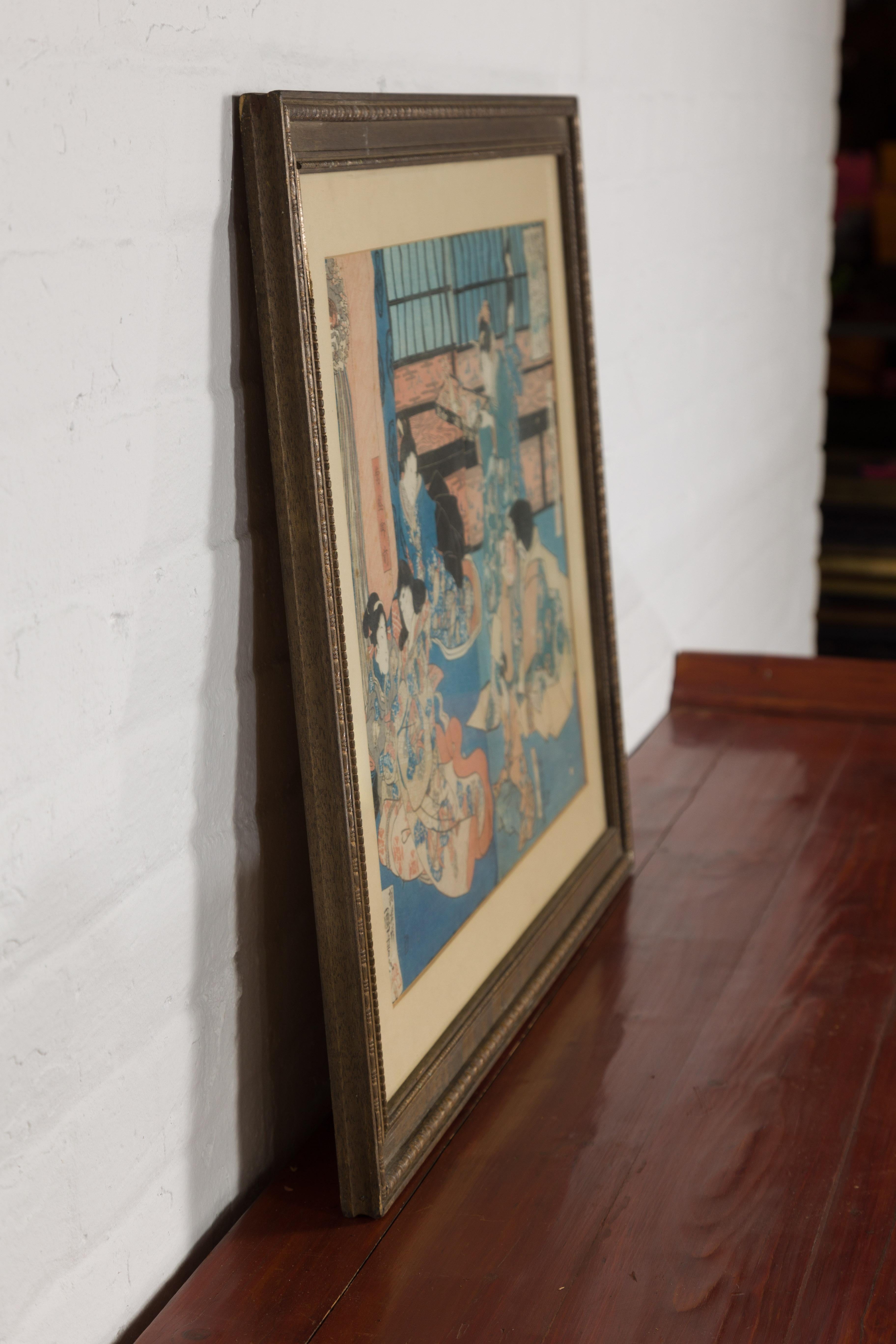 Japanese Edo 19th Century Signed Utagawa Kuniyoshi Diptych Woodblock Print For Sale 11