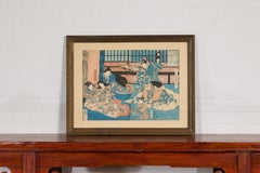 Japanese Edo 19th Century Signed Utagawa Kuniyoshi Diptych Woodblock Print