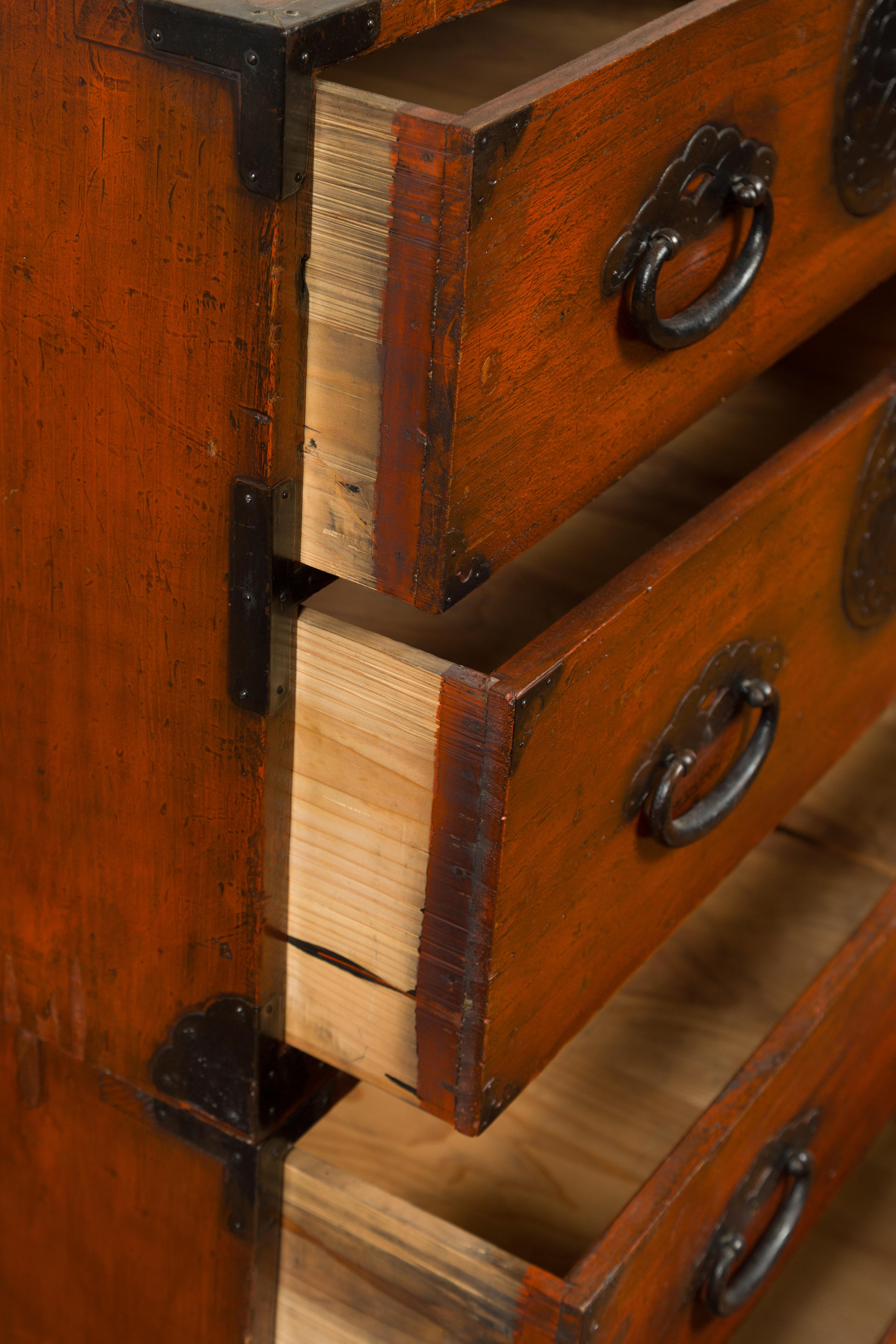 Japanese Meiji Period 19th Century Tansu Chest in the Sendai Dansu Style 4