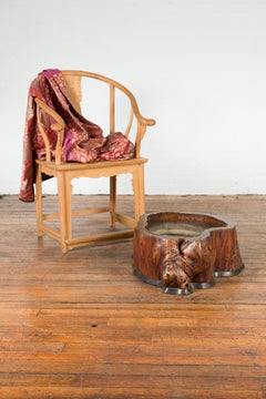 Japanese Meiji Period 19th Century Tree Trunk Hibachi with Copper Lining