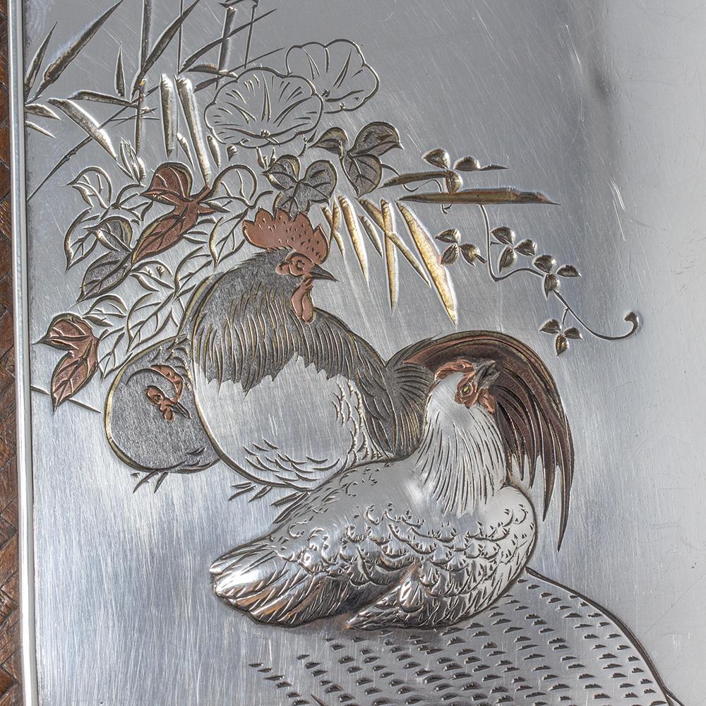 Scatola per sigari in bambù e argento del periodo Meiji giapponese con porta fiammiferi in vendita 6