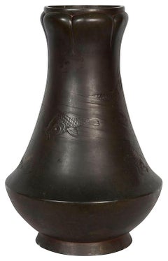 Japanese Meiji period Bronze Carp vase.