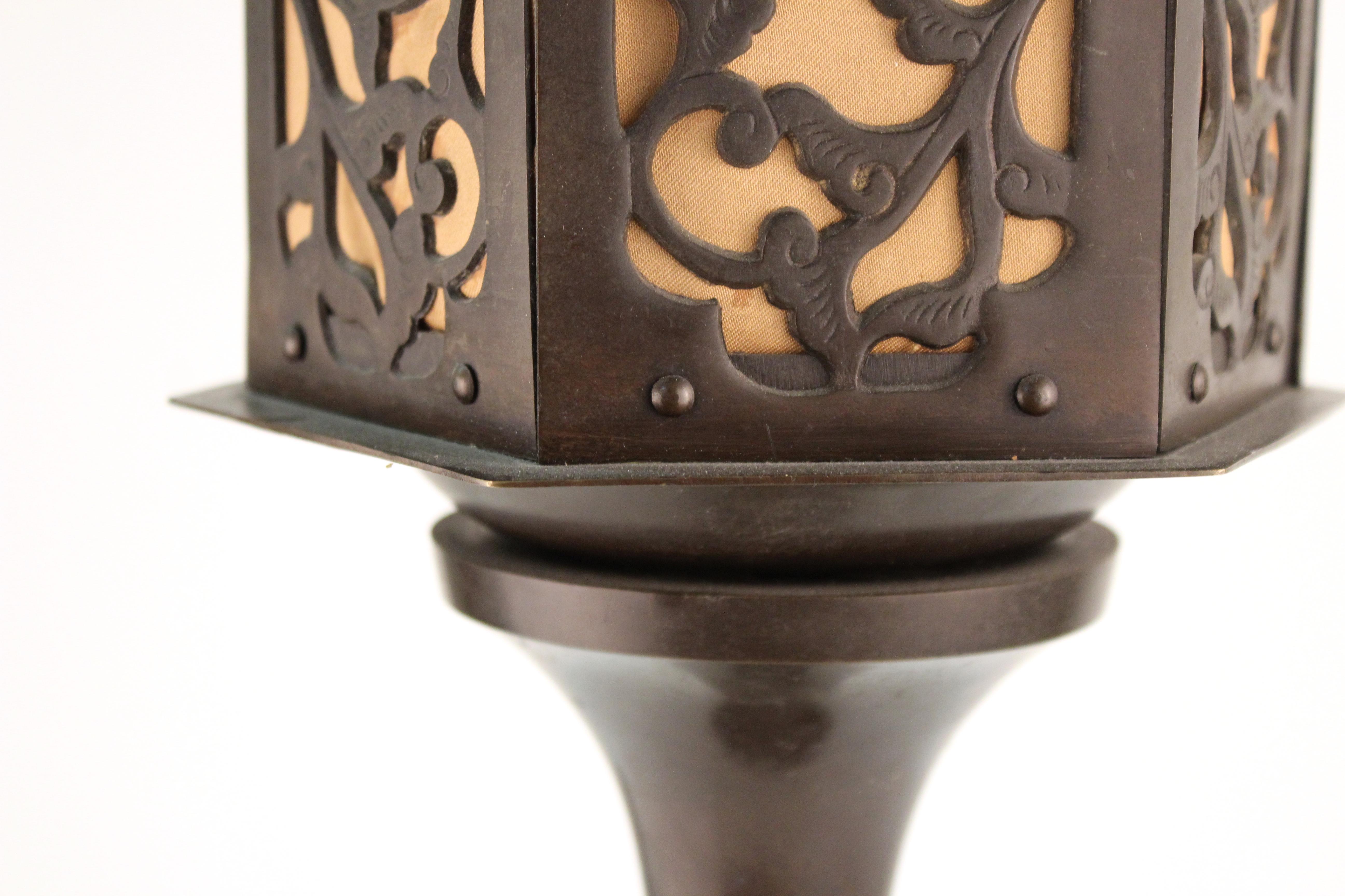 19th Century Japanese Meiji Period Bronze Lantern Table Lamp