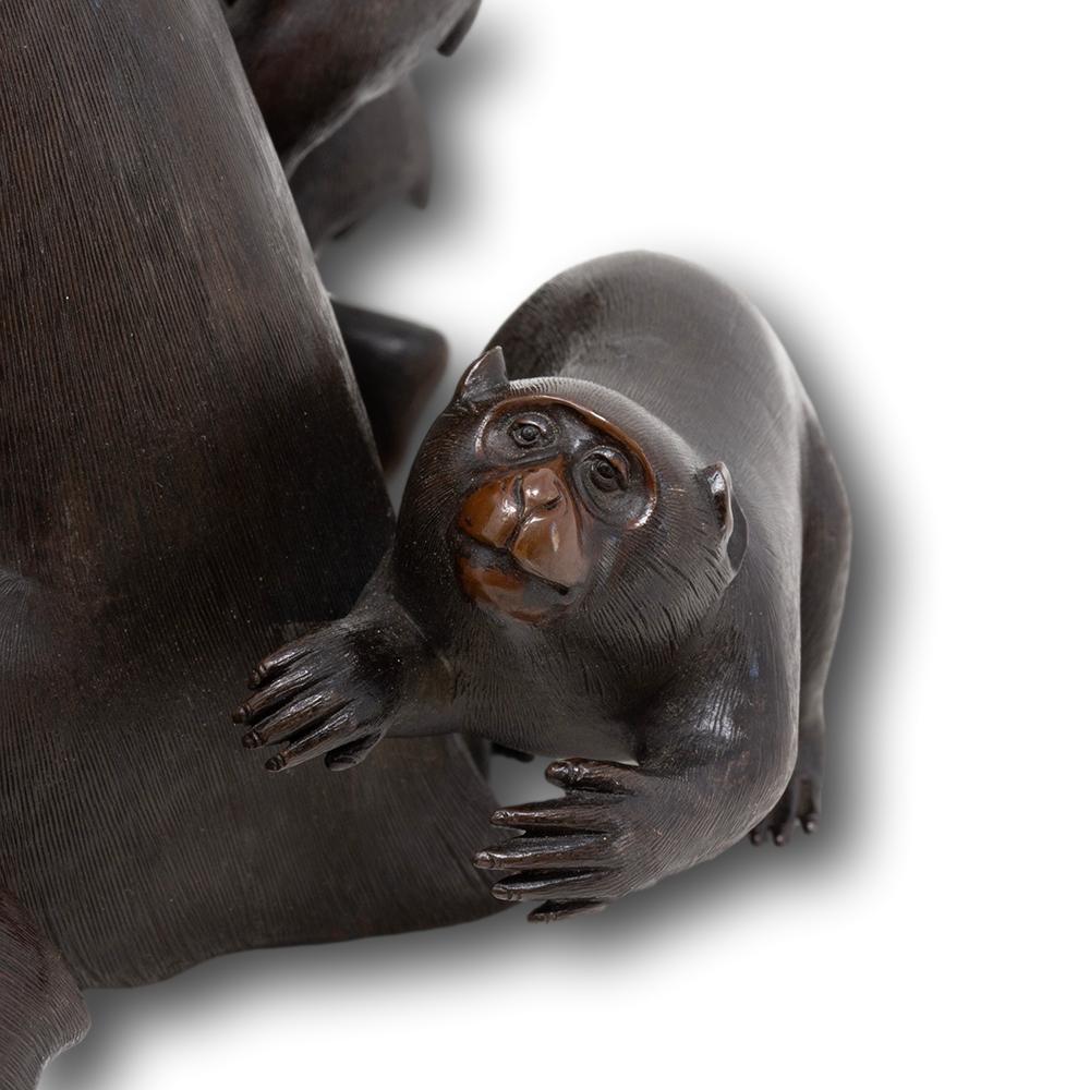 Japanese Meiji Period Bronze Monkey Group Sculpture Okimono Shosai For Sale 11
