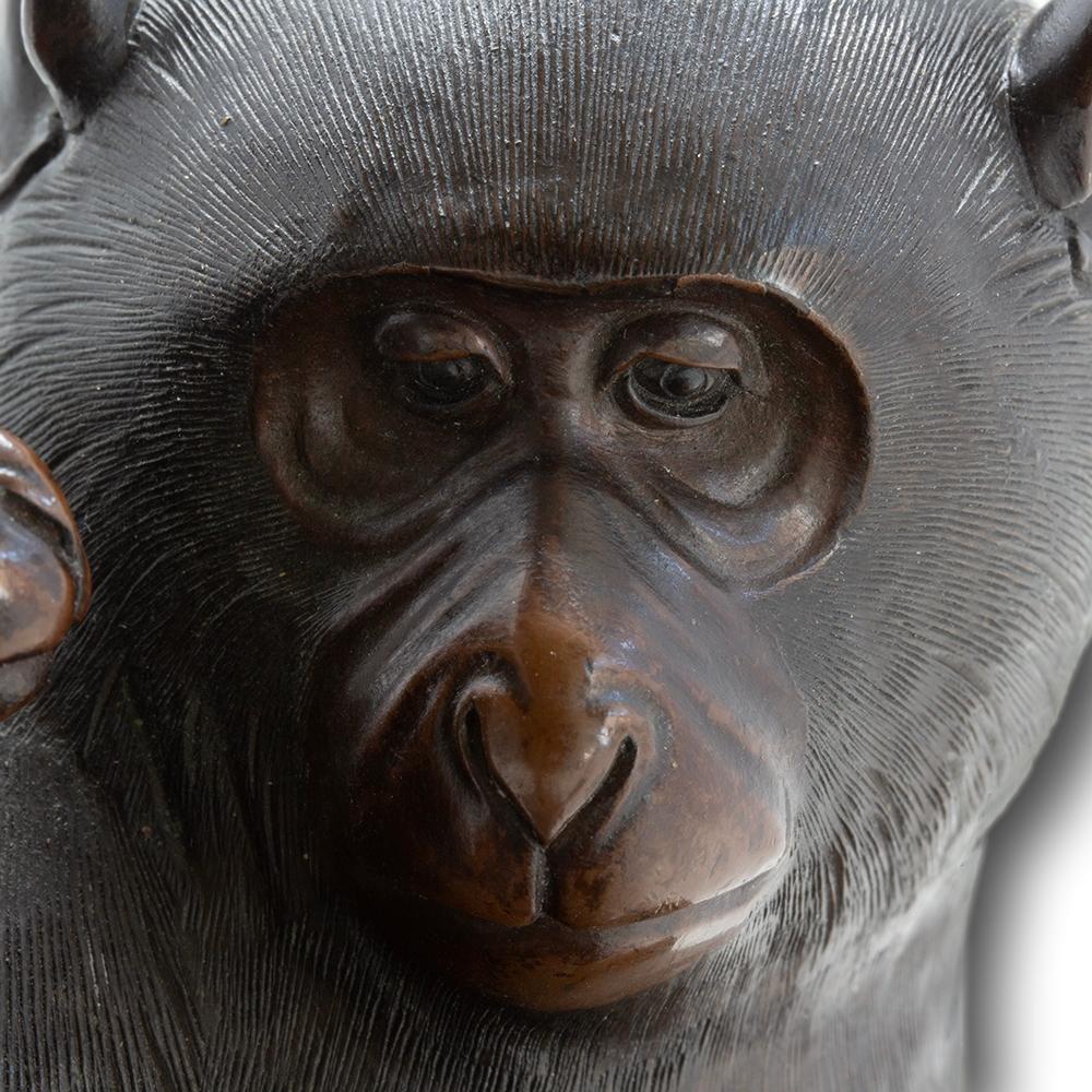 Japanese Meiji Period Bronze Monkey Group Sculpture Okimono Shosai For Sale 15